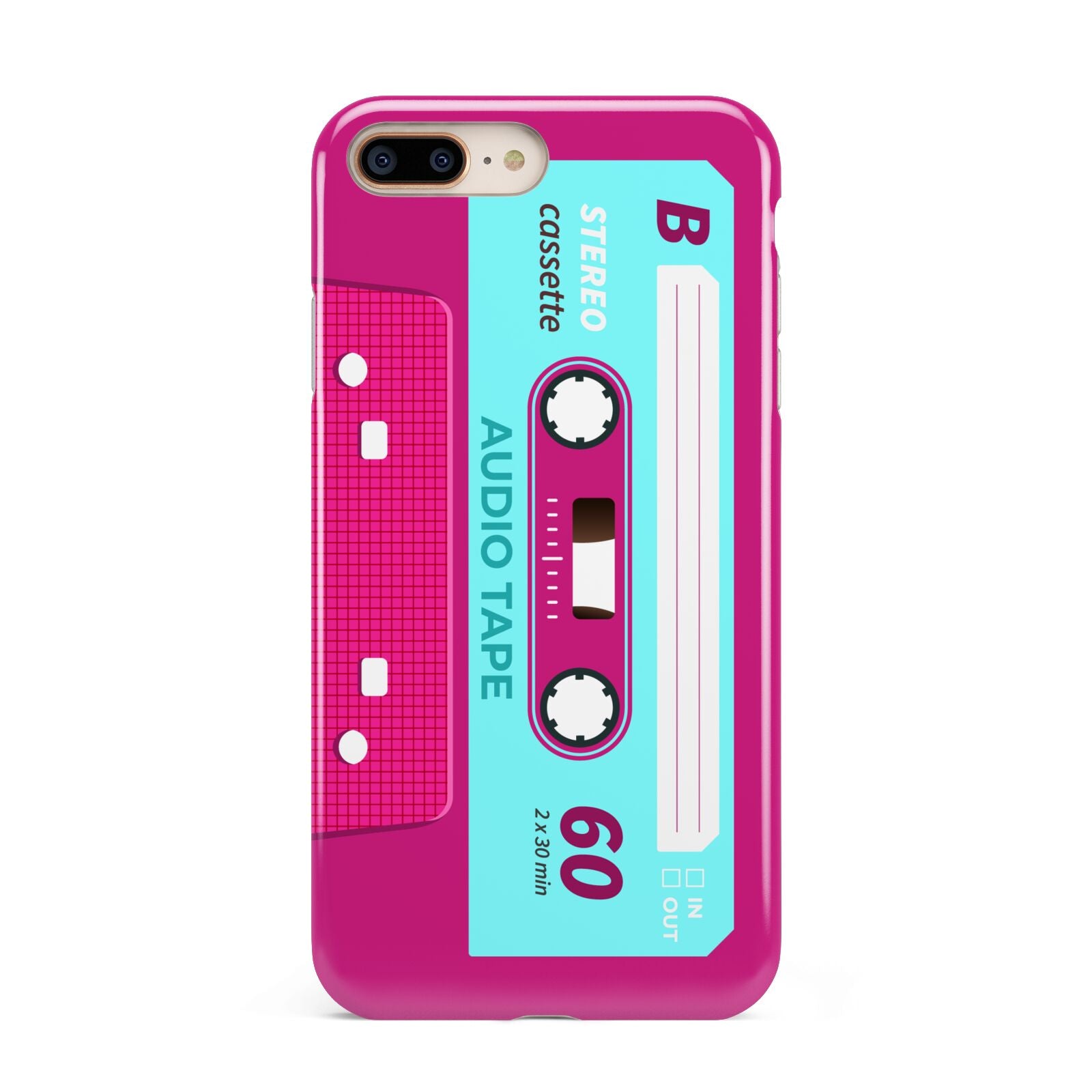 Bright Pink Cassette Tape Apple iPhone 7 8 Plus 3D Tough Case