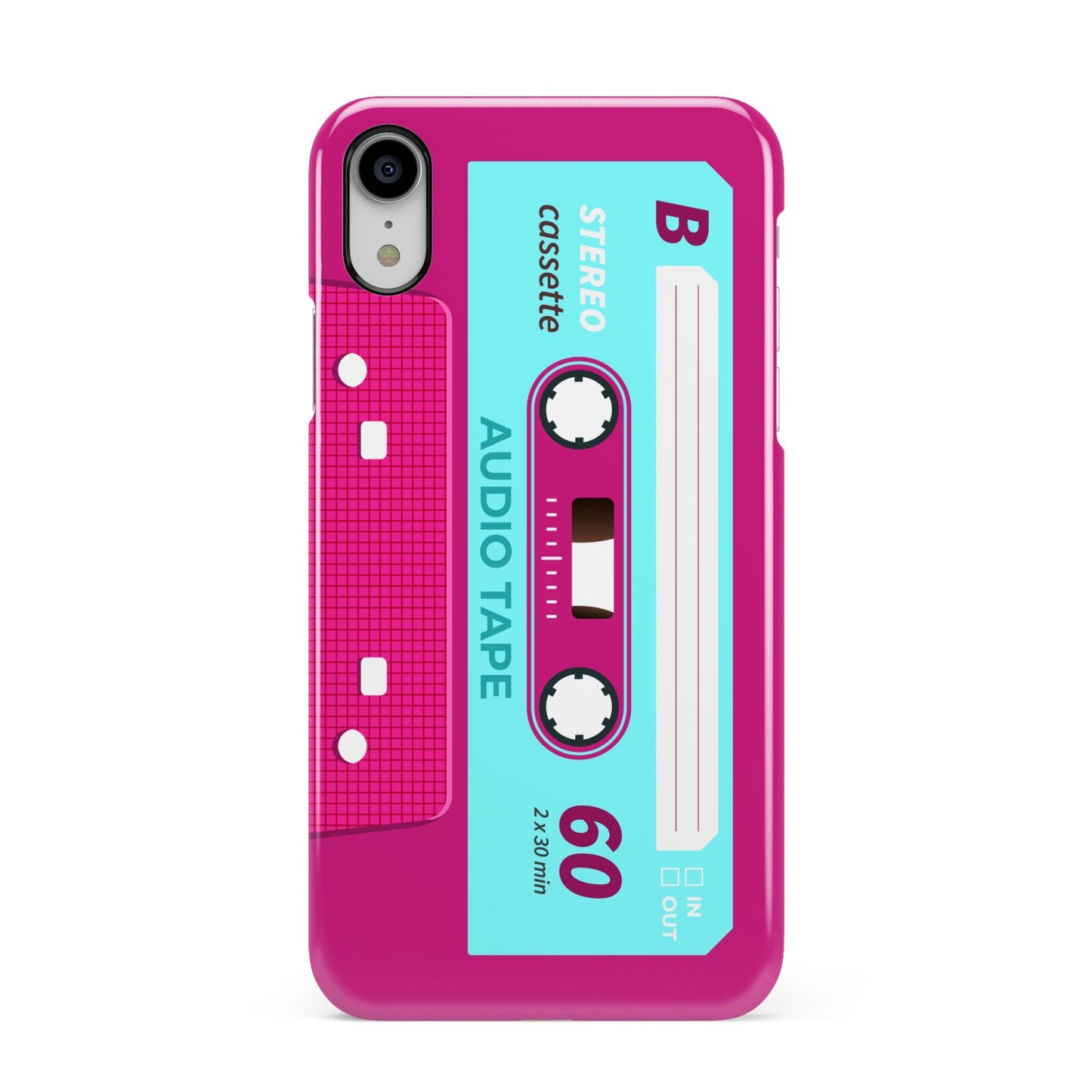 Bright Pink Cassette Tape Apple iPhone XR White 3D Snap Case