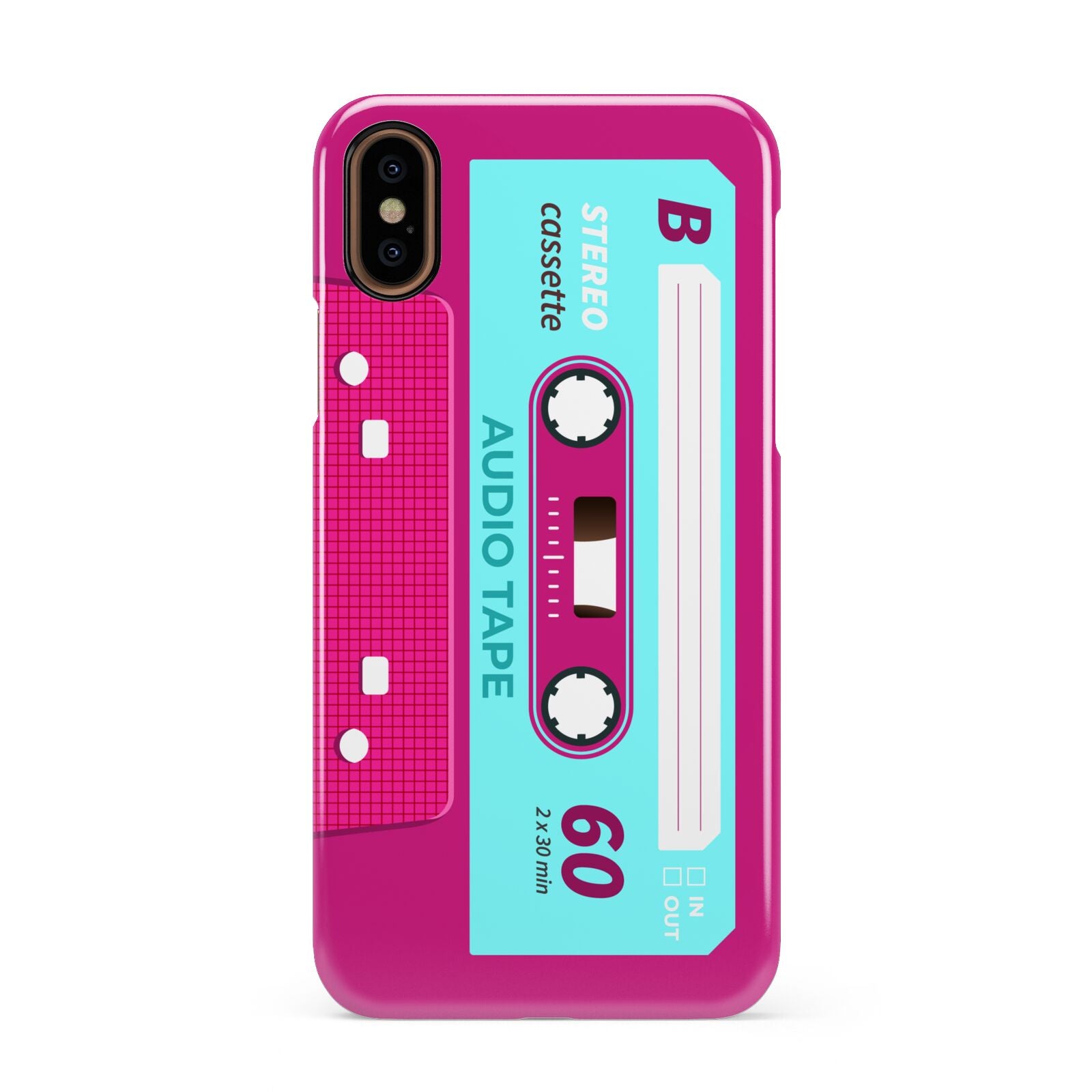 Bright Pink Cassette Tape Apple iPhone XS 3D Snap Case