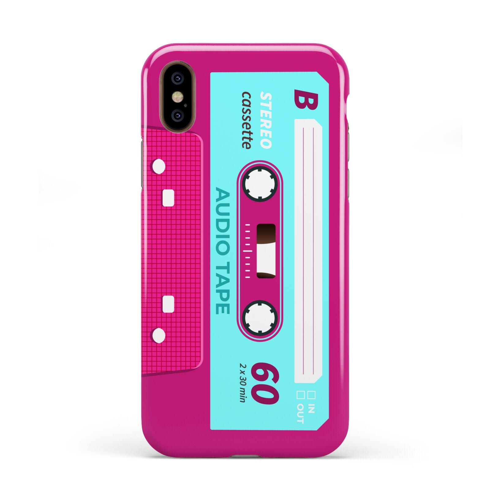 Bright Pink Cassette Tape Apple iPhone XS 3D Tough