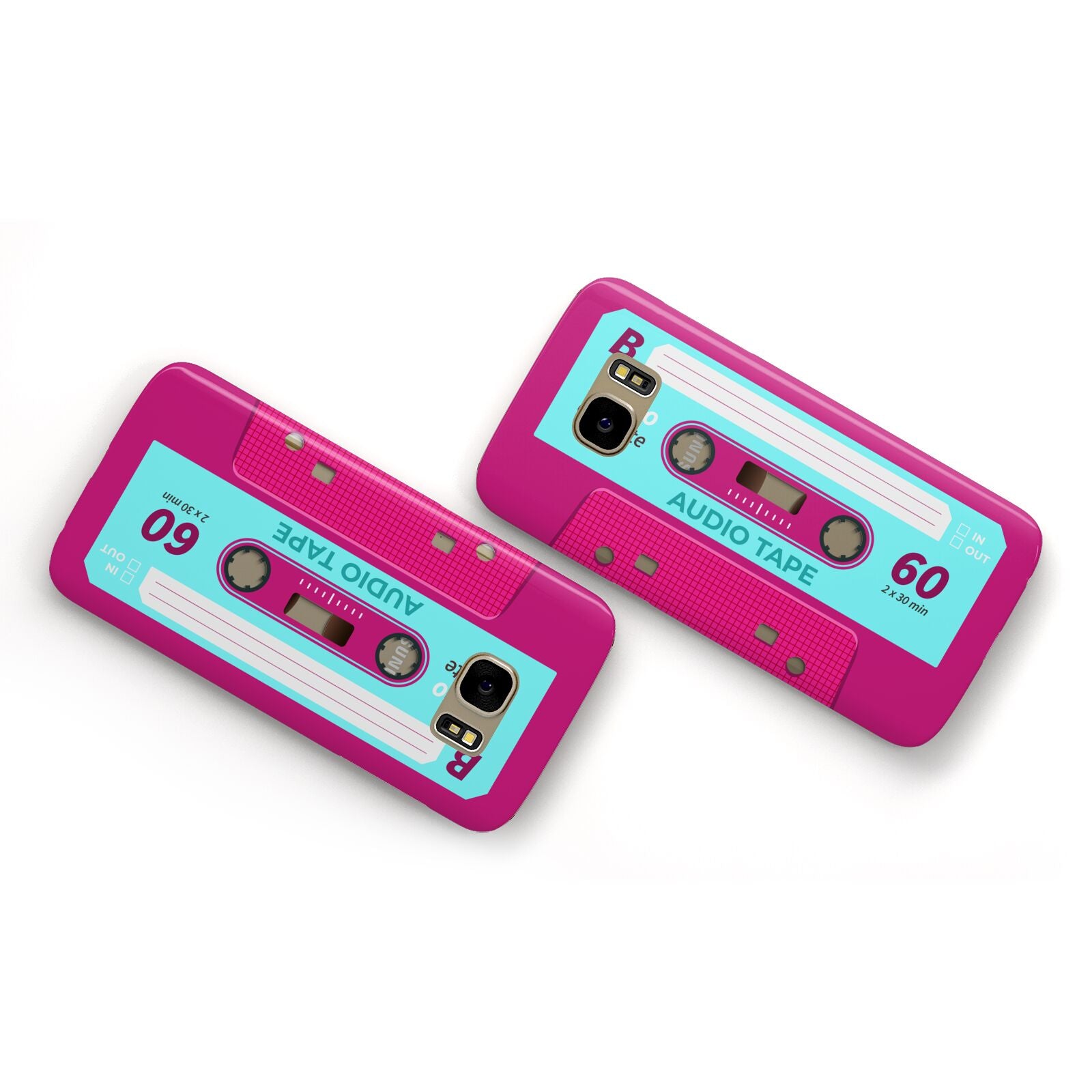 Bright Pink Cassette Tape Samsung Galaxy Case Flat Overview