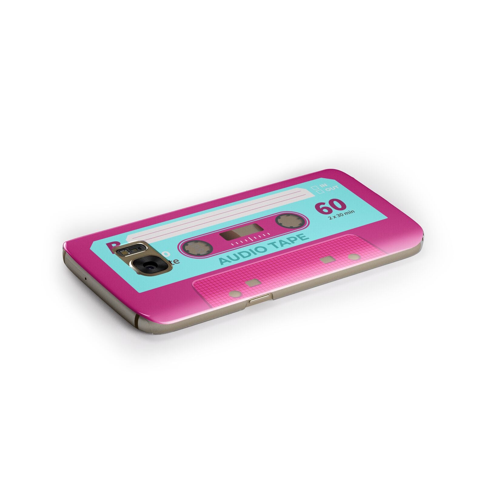 Bright Pink Cassette Tape Samsung Galaxy Case Side Close Up