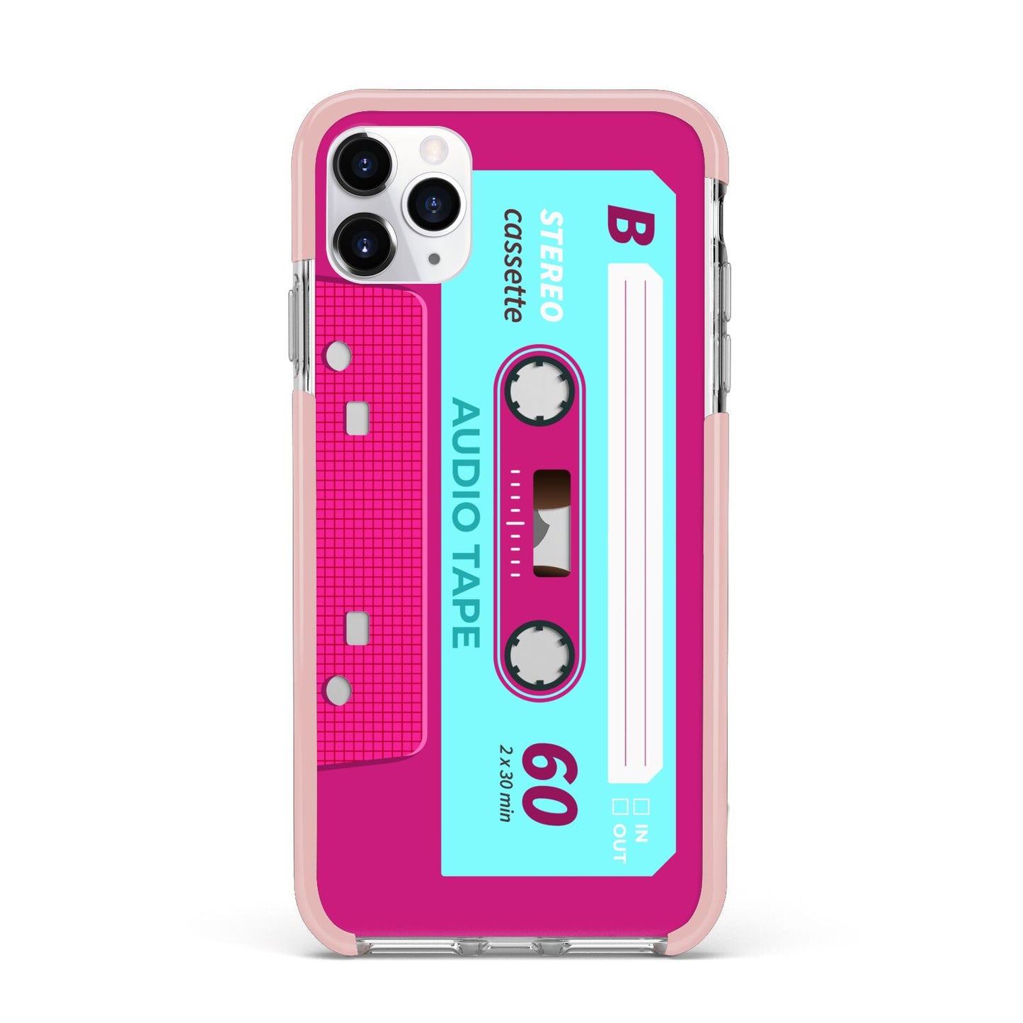 Bright Pink Cassette Tape iPhone 11 Pro Max Impact Pink Edge Case