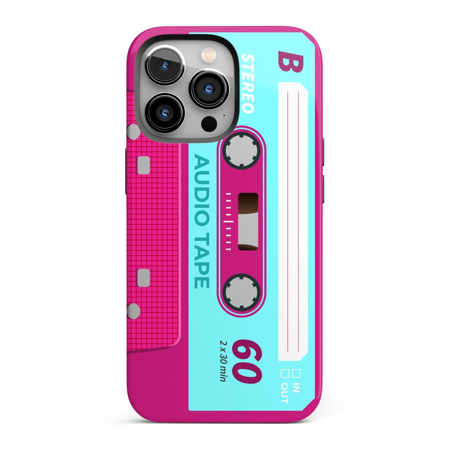 Bright Pink Cassette Tape iPhone 13 Pro Full Wrap 3D Tough Case