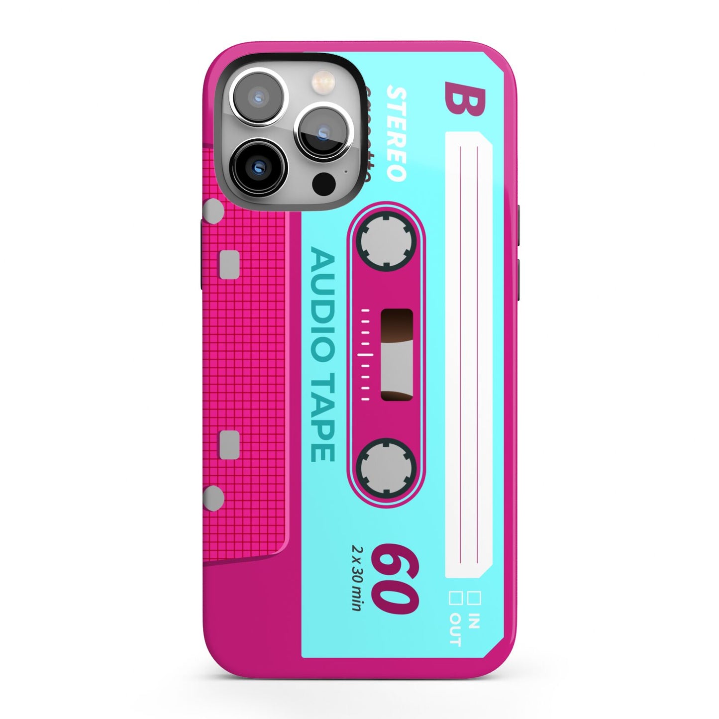 Bright Pink Cassette Tape iPhone 13 Pro Max Full Wrap 3D Tough Case