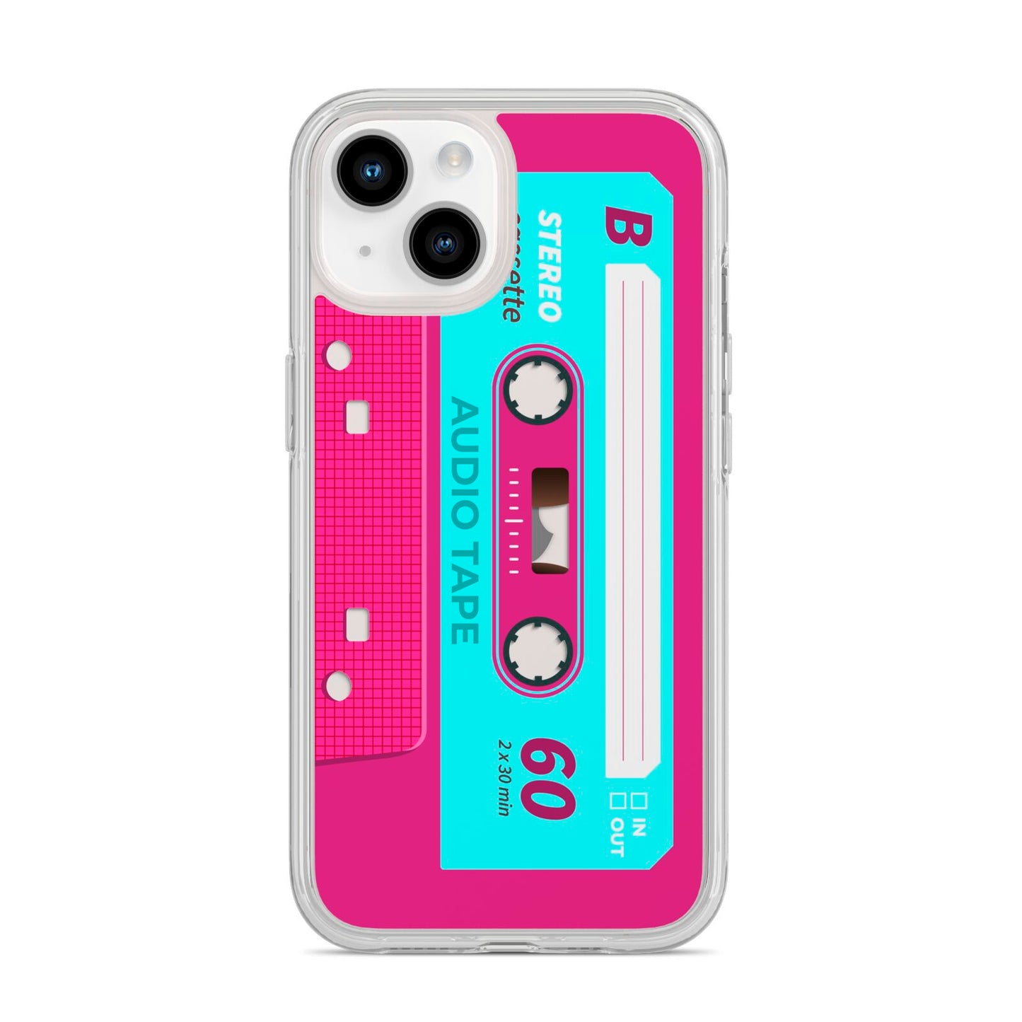 Bright Pink Cassette Tape iPhone 14 Clear Tough Case Starlight