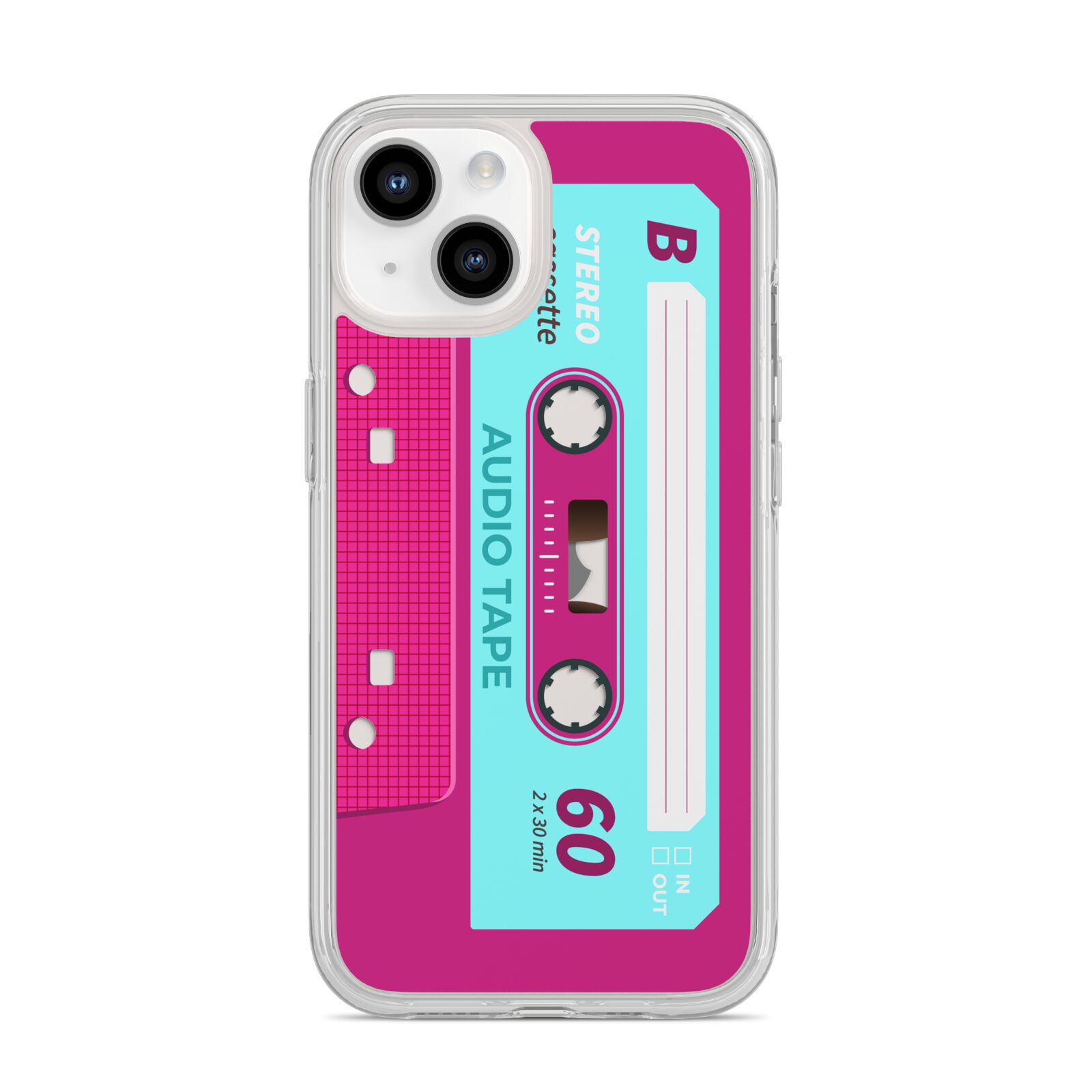 Bright Pink Cassette Tape iPhone 14 Clear Tough Case Starlight