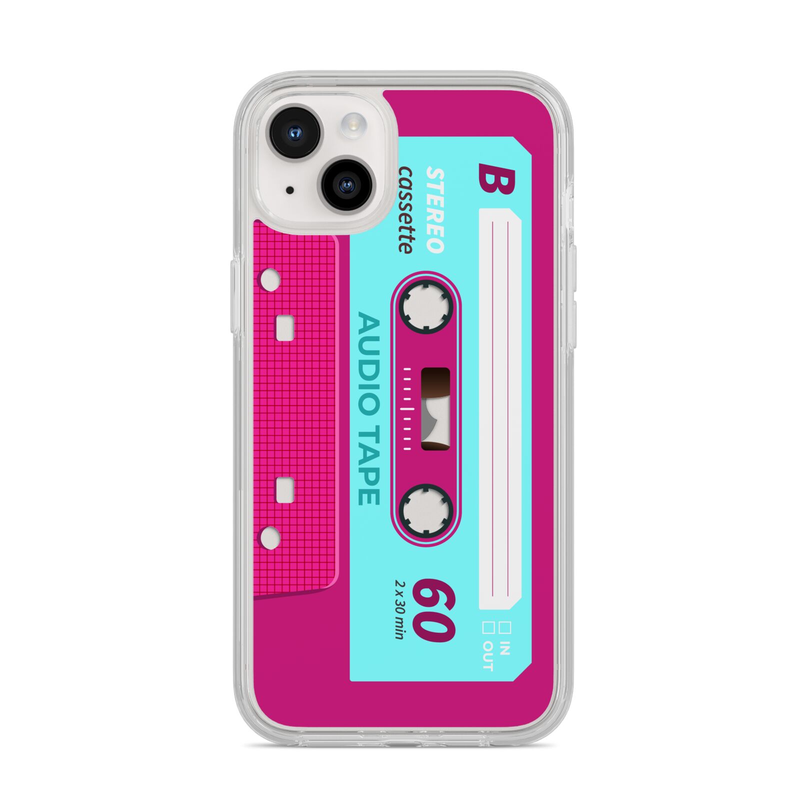 Bright Pink Cassette Tape iPhone 14 Plus Clear Tough Case Starlight