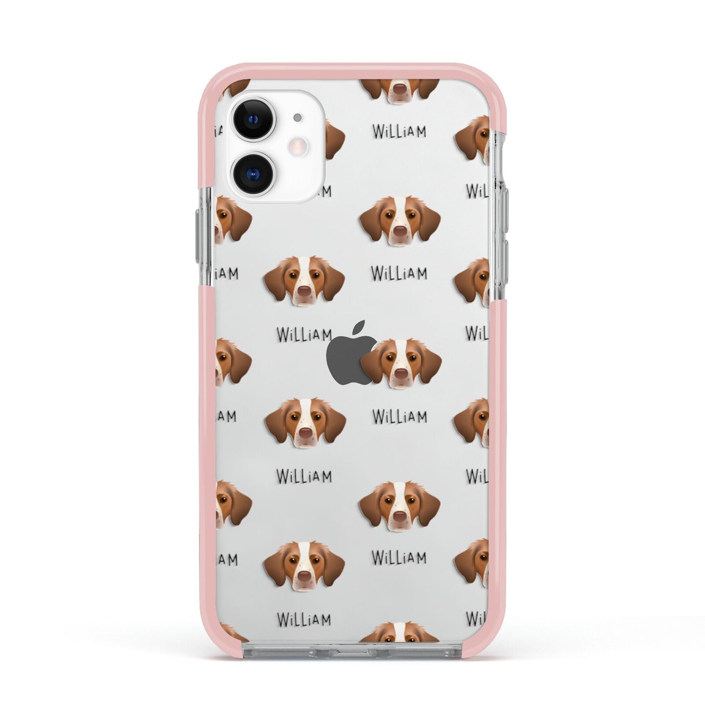 Brittany Icon with Name Apple iPhone 11 in White with Pink Impact Case