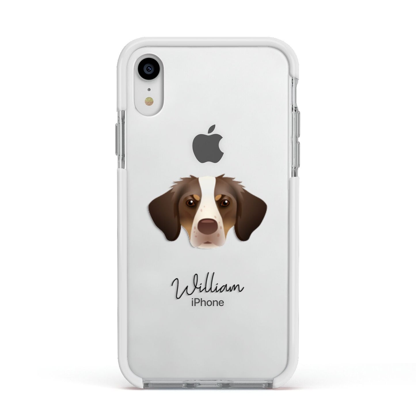 Brittany Personalised Apple iPhone XR Impact Case White Edge on Silver Phone