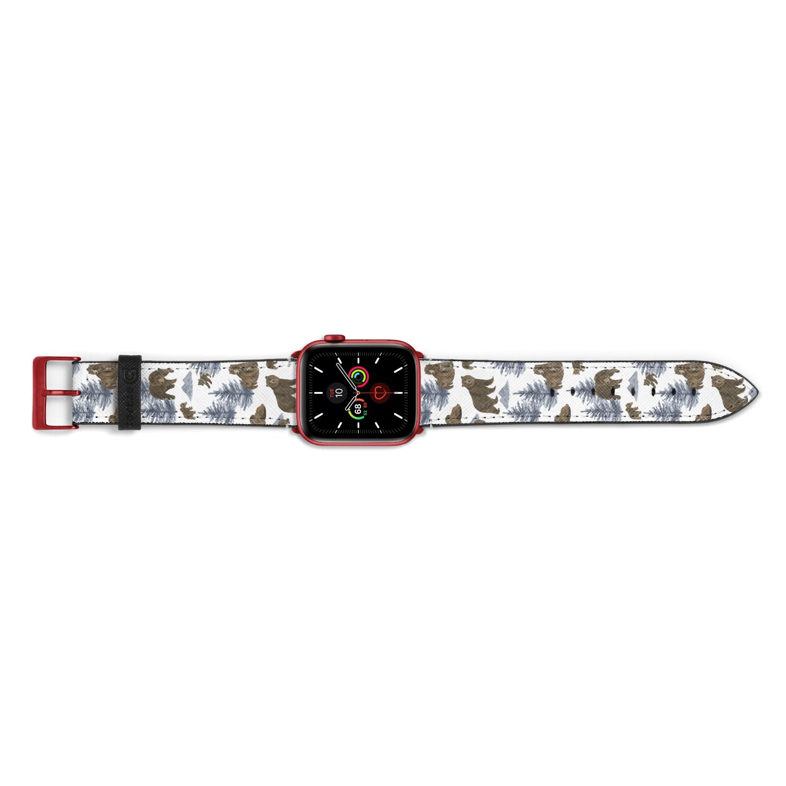 Brown Bear Apple Watch Strap Landscape Image Red Hardware