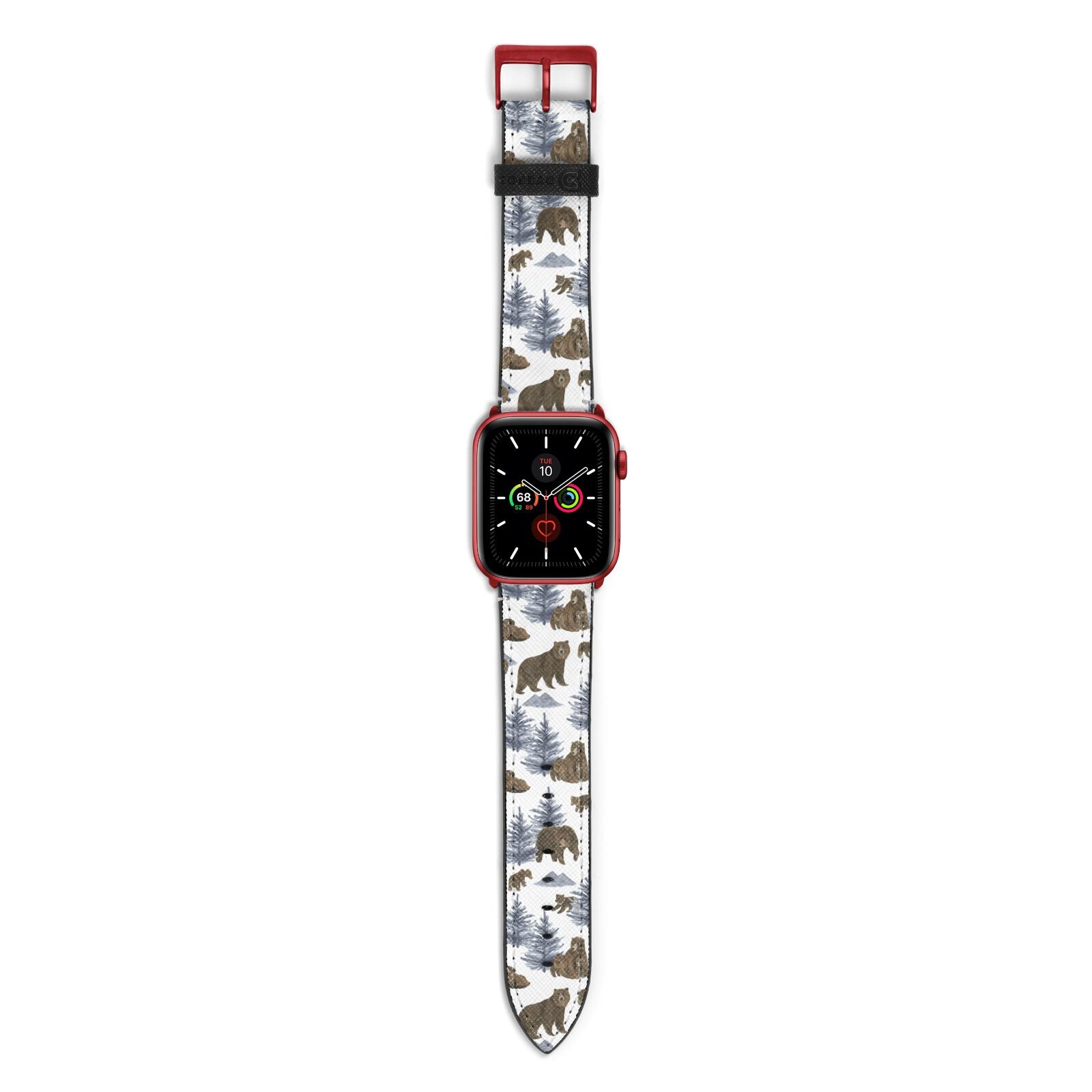 Brown Bear Apple Watch Strap with Red Hardware