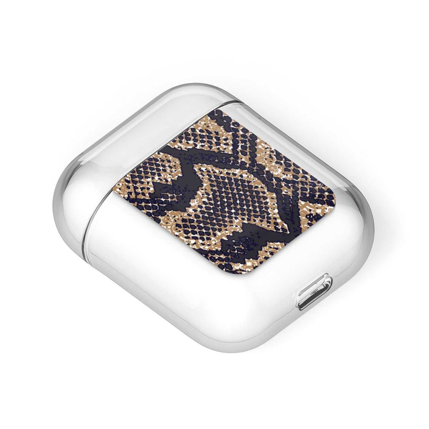 Brown Snakeskin AirPods Case Laid Flat