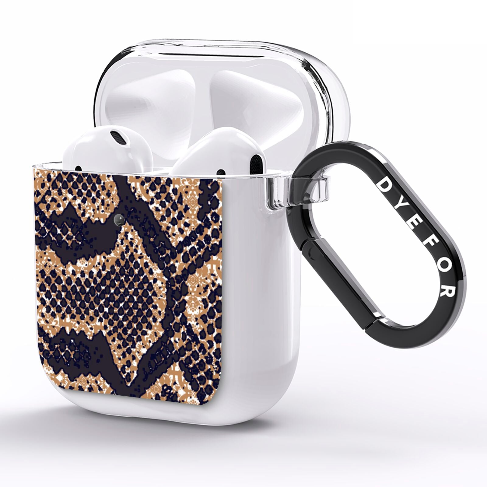 Brown Snakeskin AirPods Clear Case Side Image