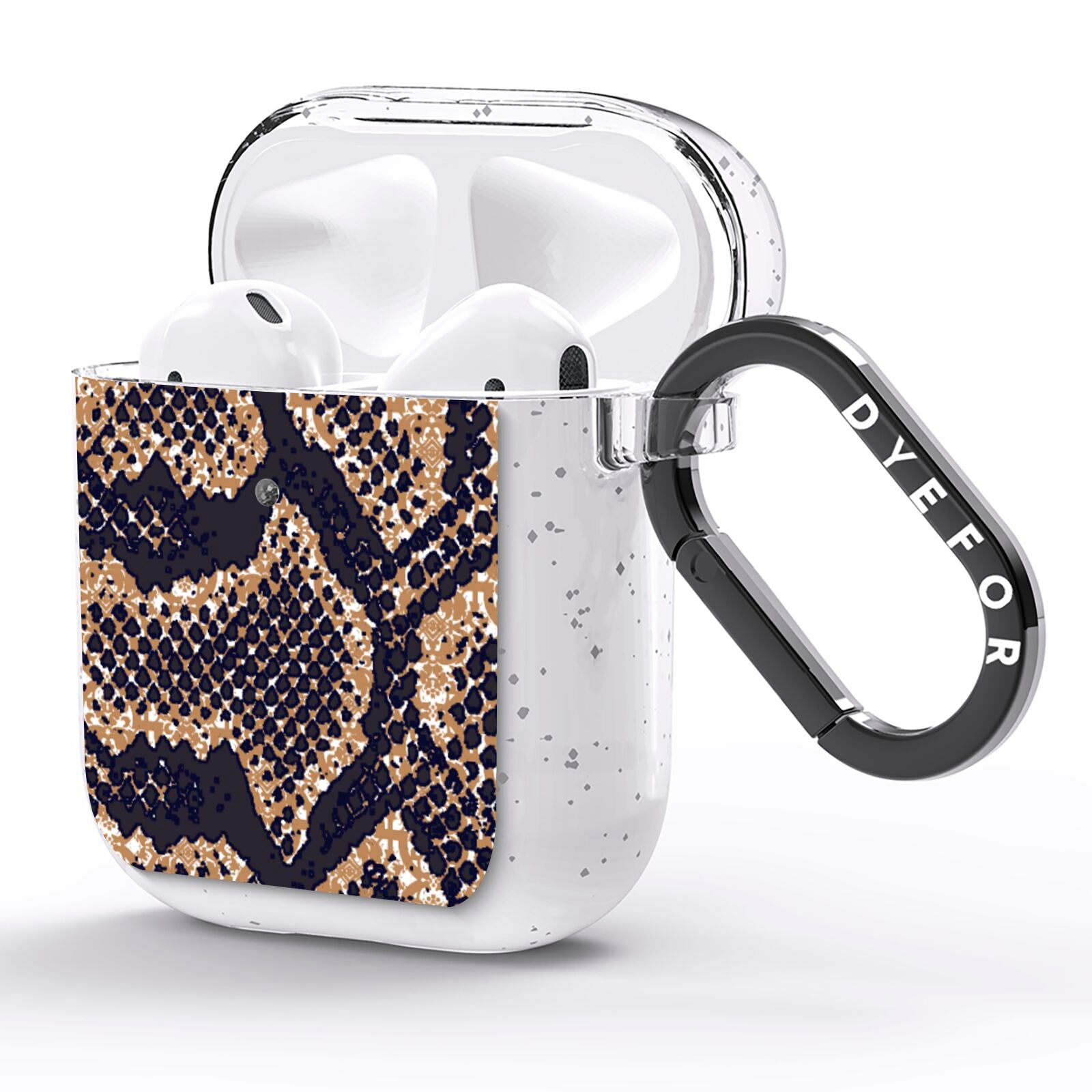 Brown Snakeskin AirPods Glitter Case Side Image