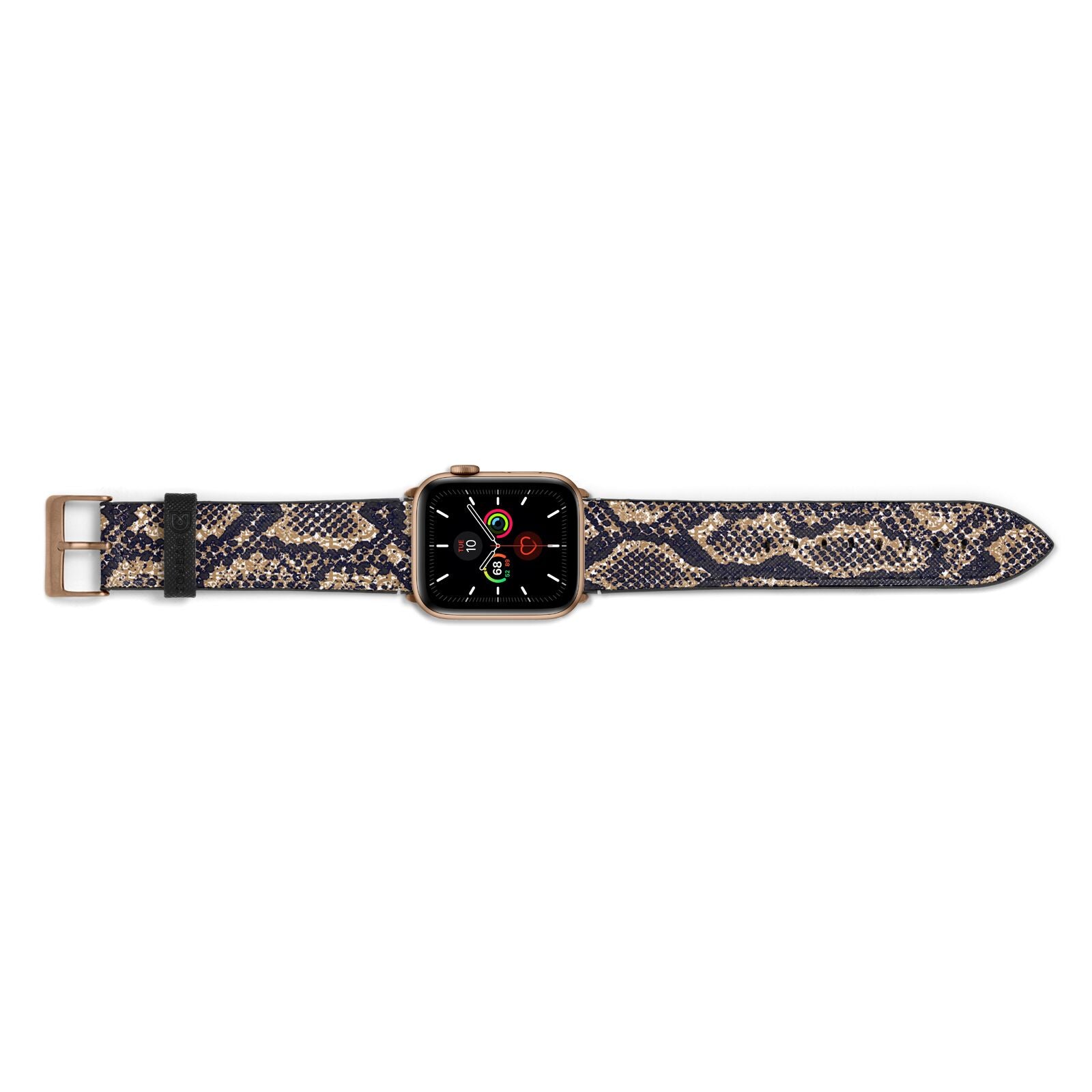 Brown Snakeskin Apple Watch Strap Landscape Image Gold Hardware