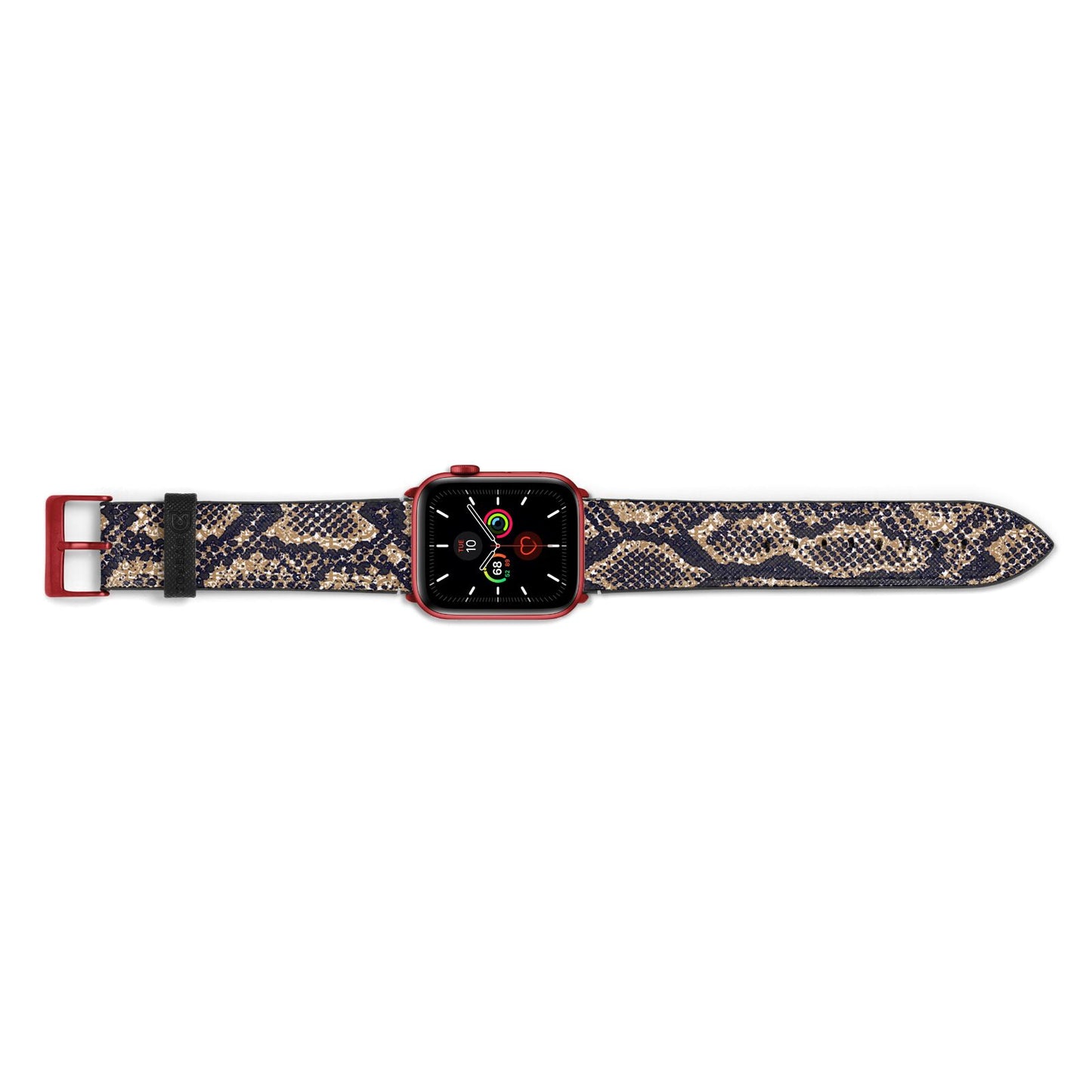 Brown Snakeskin Apple Watch Strap Landscape Image Red Hardware