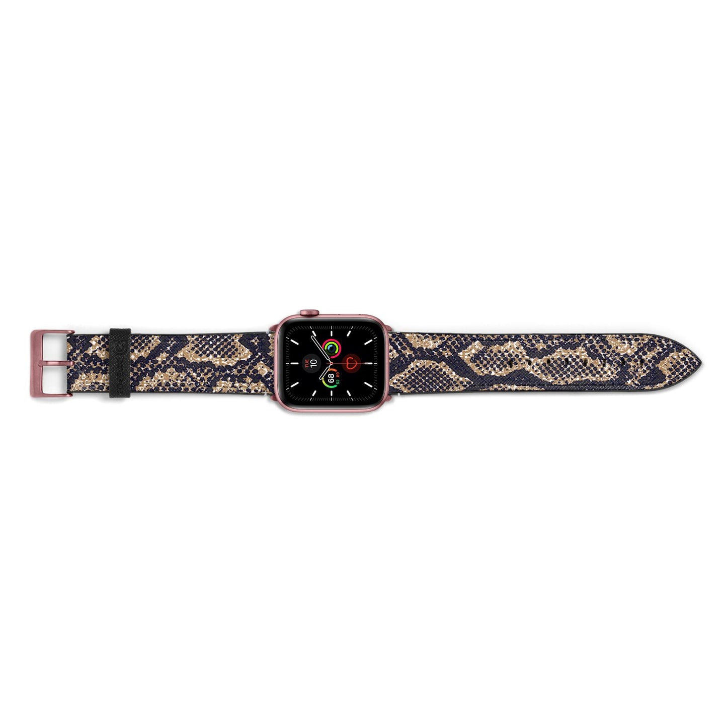 Brown Snakeskin Apple Watch Strap Landscape Image Rose Gold Hardware