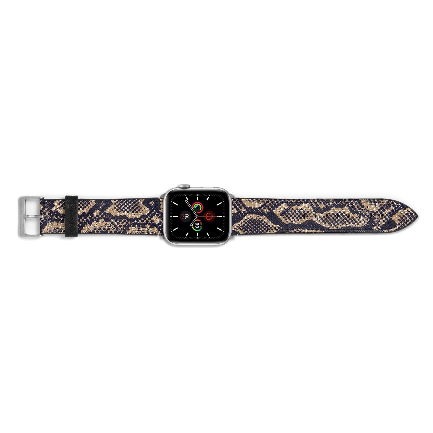 Brown Snakeskin Apple Watch Strap Landscape Image Silver Hardware