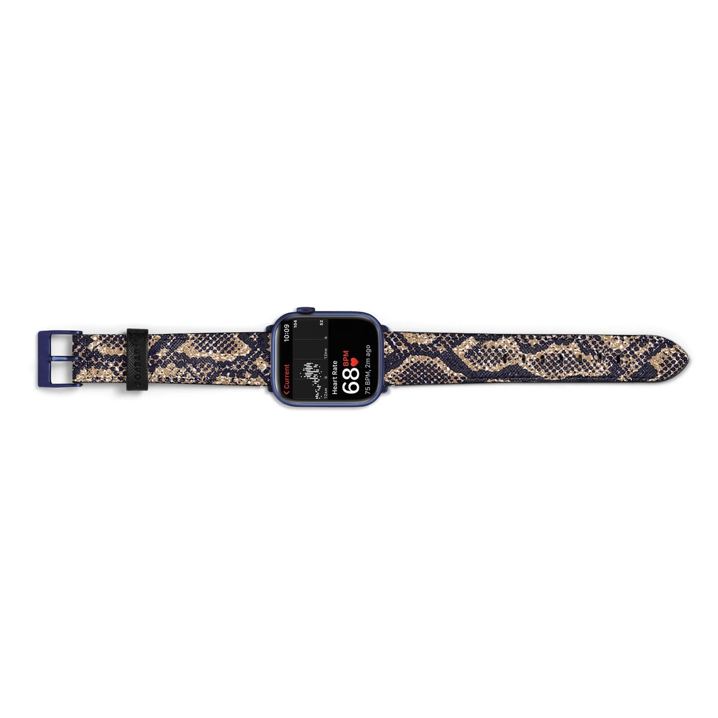 Brown Snakeskin Apple Watch Strap Size 38mm Landscape Image Blue Hardware