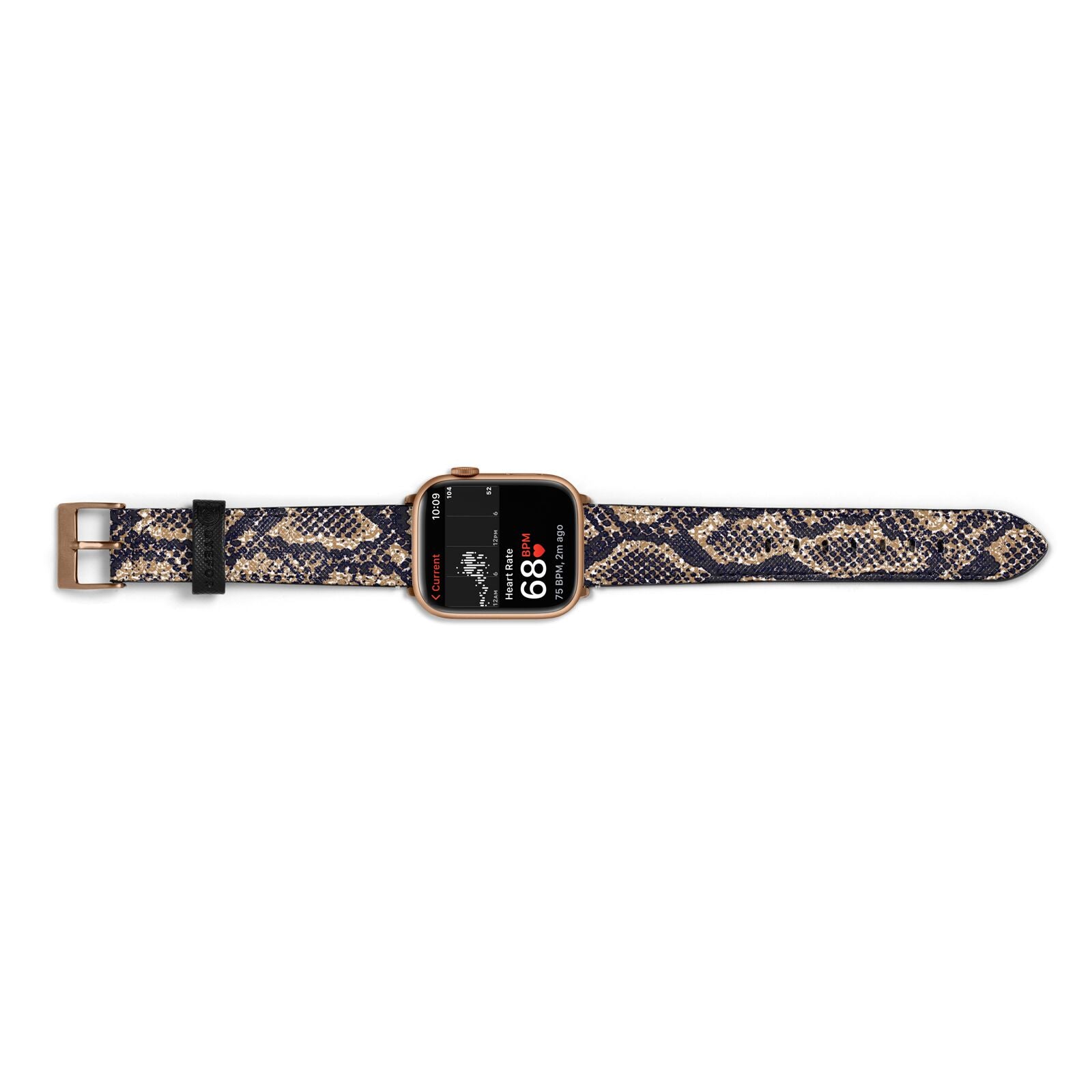 Brown Snakeskin Apple Watch Strap Size 38mm Landscape Image Gold Hardware