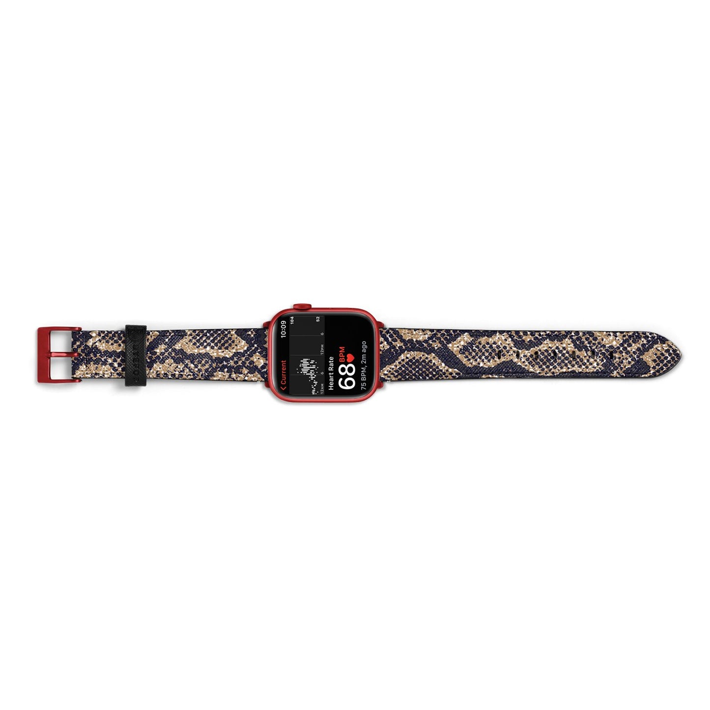 Brown Snakeskin Apple Watch Strap Size 38mm Landscape Image Red Hardware