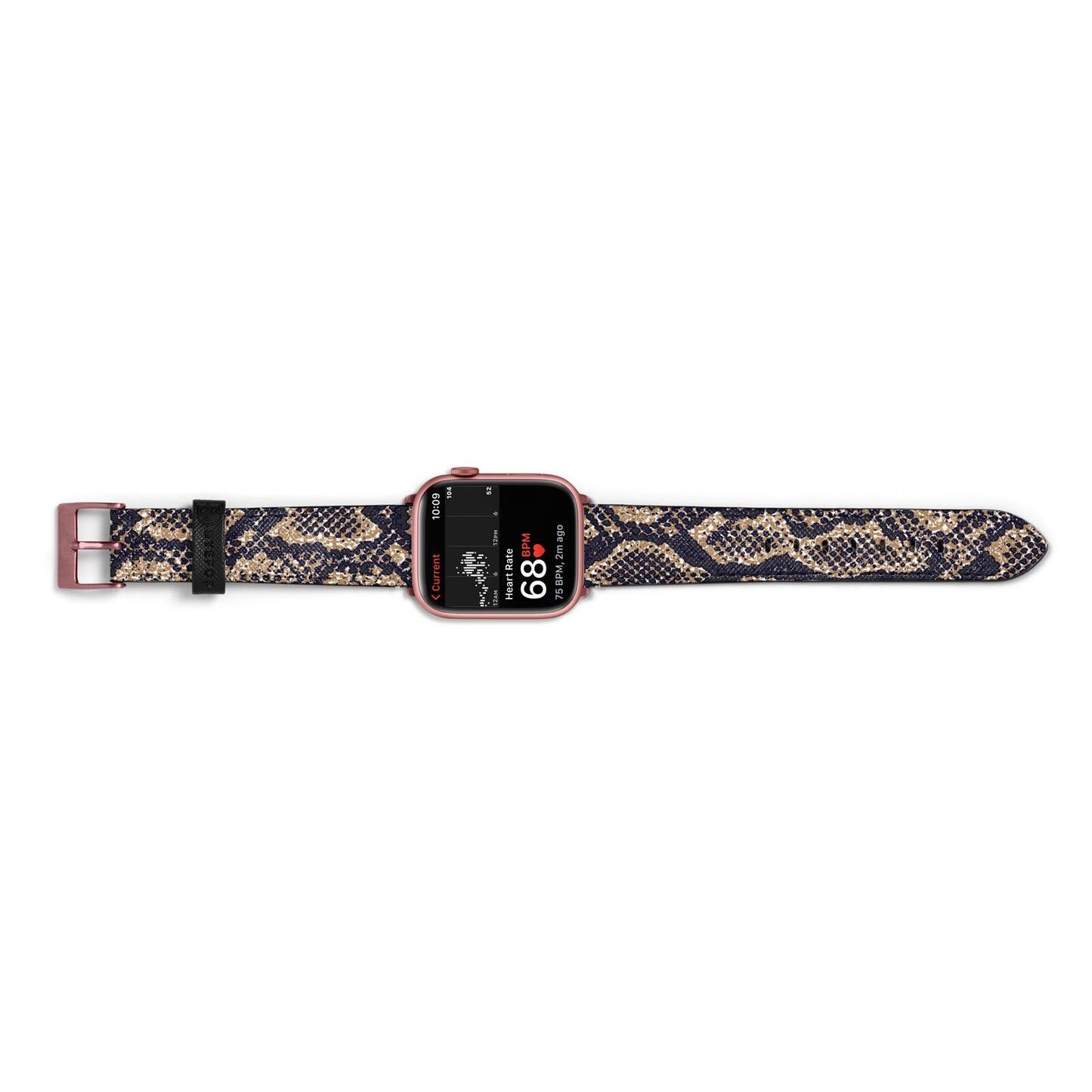 Brown Snakeskin Apple Watch Strap Size 38mm Landscape Image Rose Gold Hardware