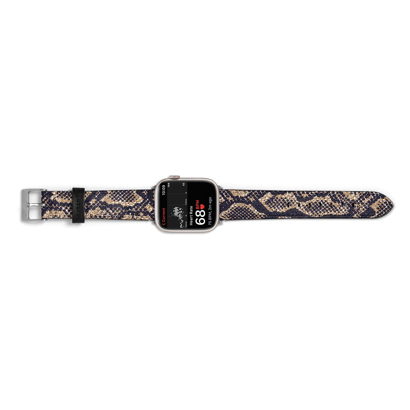 Brown Snakeskin Apple Watch Strap Size 38mm Landscape Image Silver Hardware