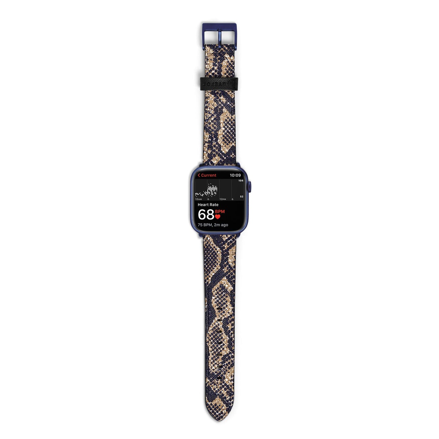 Brown Snakeskin Apple Watch Strap Size 38mm with Blue Hardware