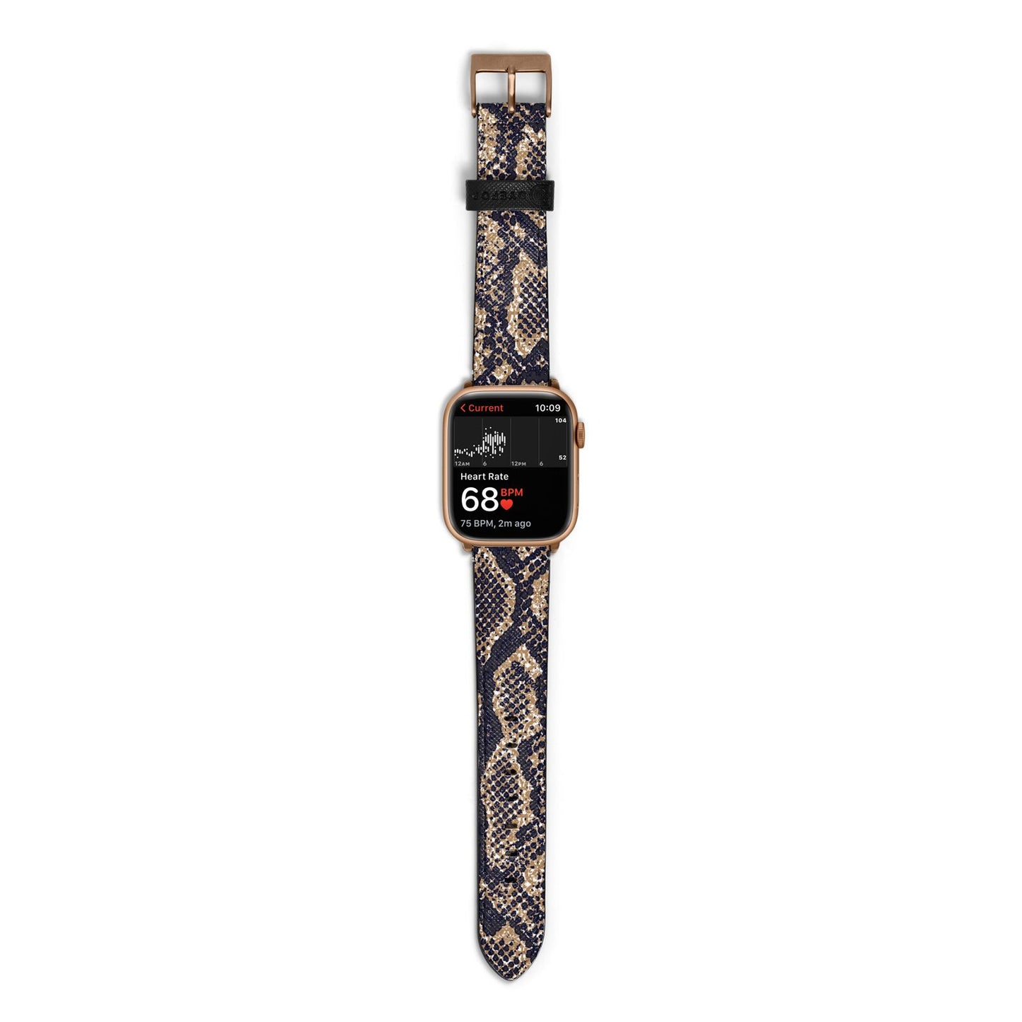 Brown Snakeskin Apple Watch Strap Size 38mm with Gold Hardware