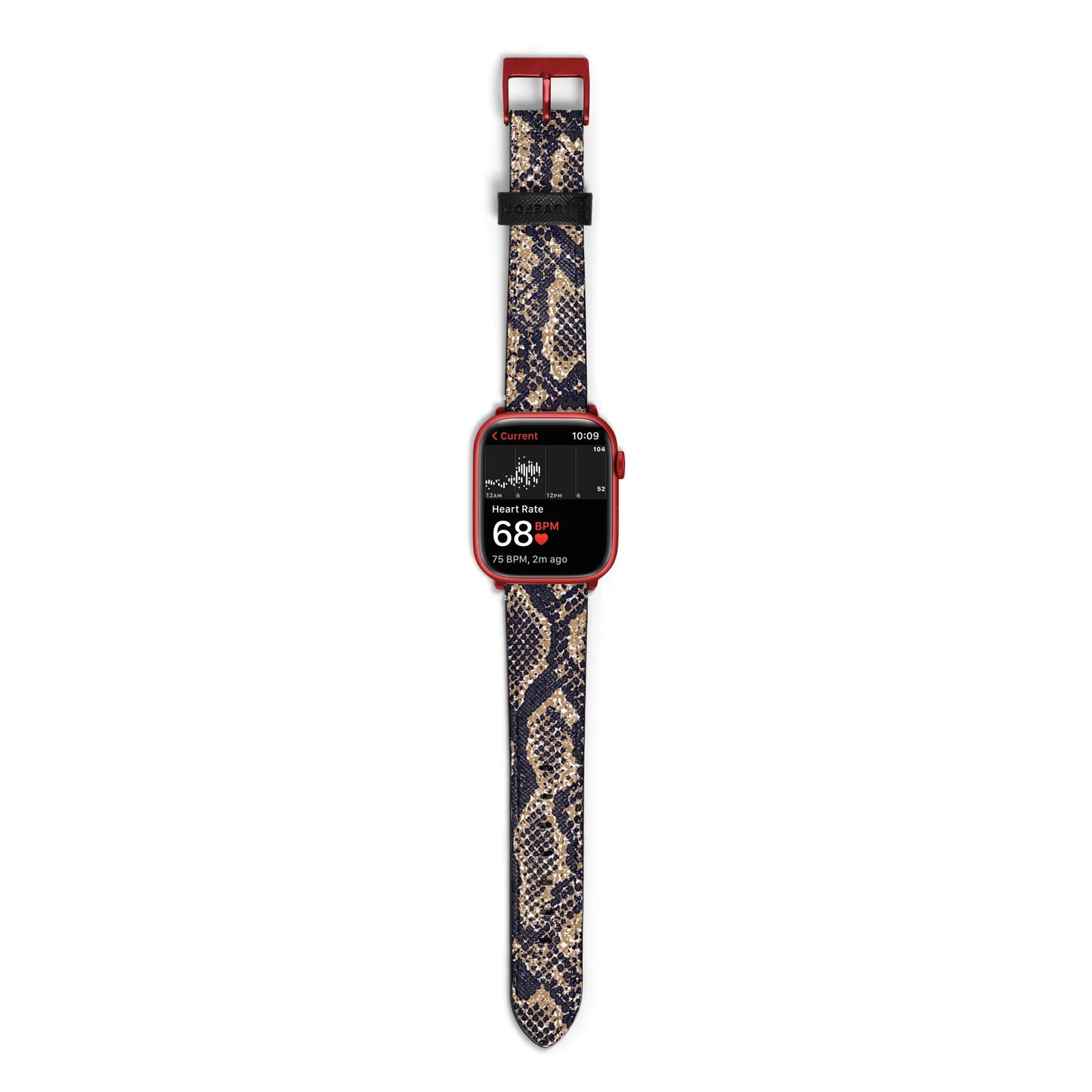 Brown Snakeskin Apple Watch Strap Size 38mm with Red Hardware