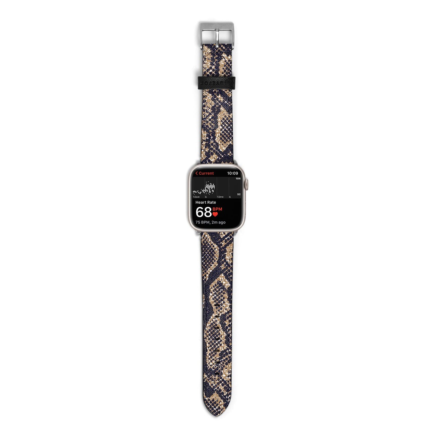 Brown Snakeskin Apple Watch Strap Size 38mm with Silver Hardware