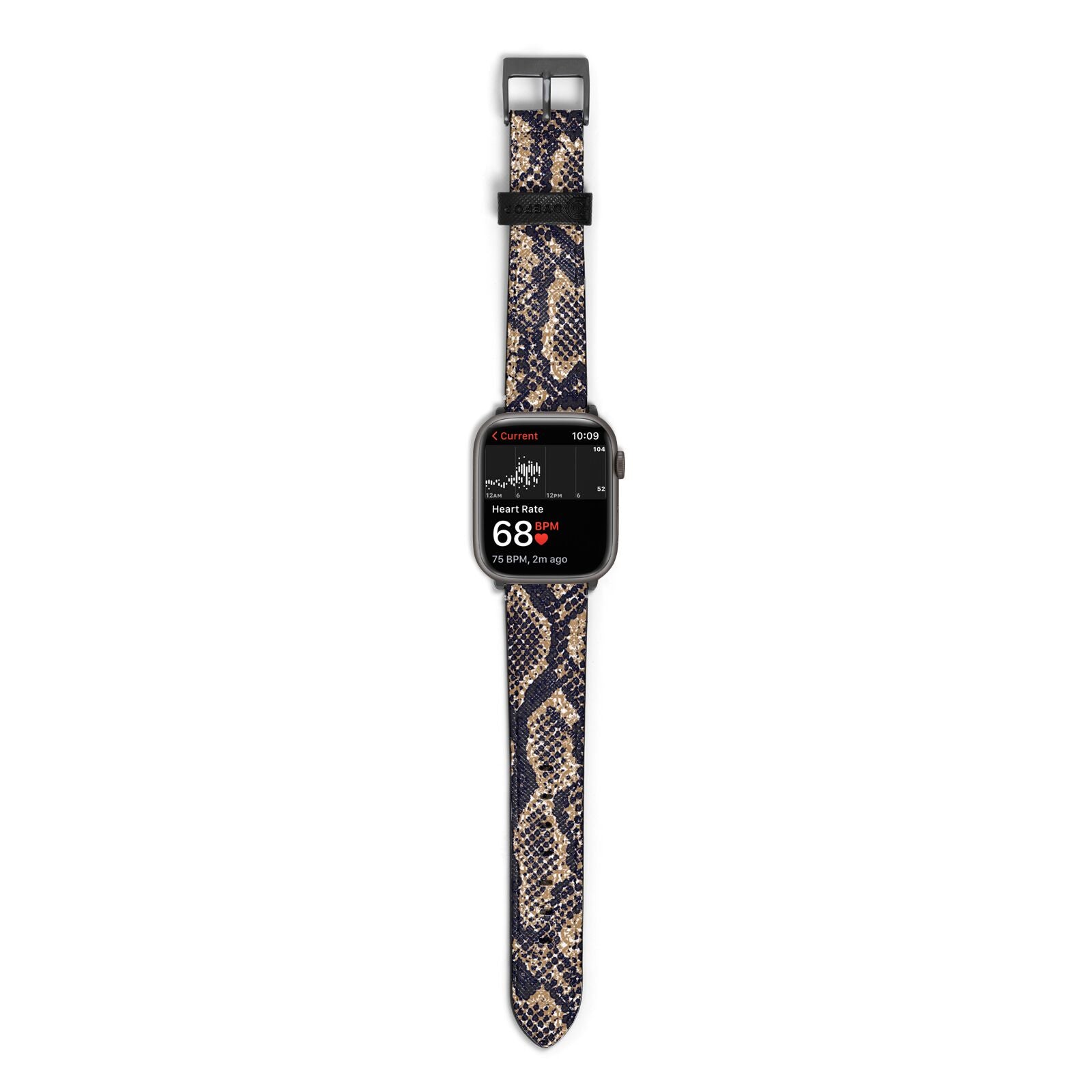 Brown Snakeskin Apple Watch Strap Size 38mm with Space Grey Hardware