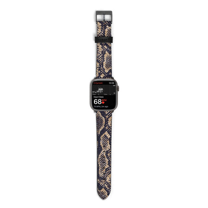 Brown Snakeskin Apple Watch Strap Size 38mm with Space Grey Hardware