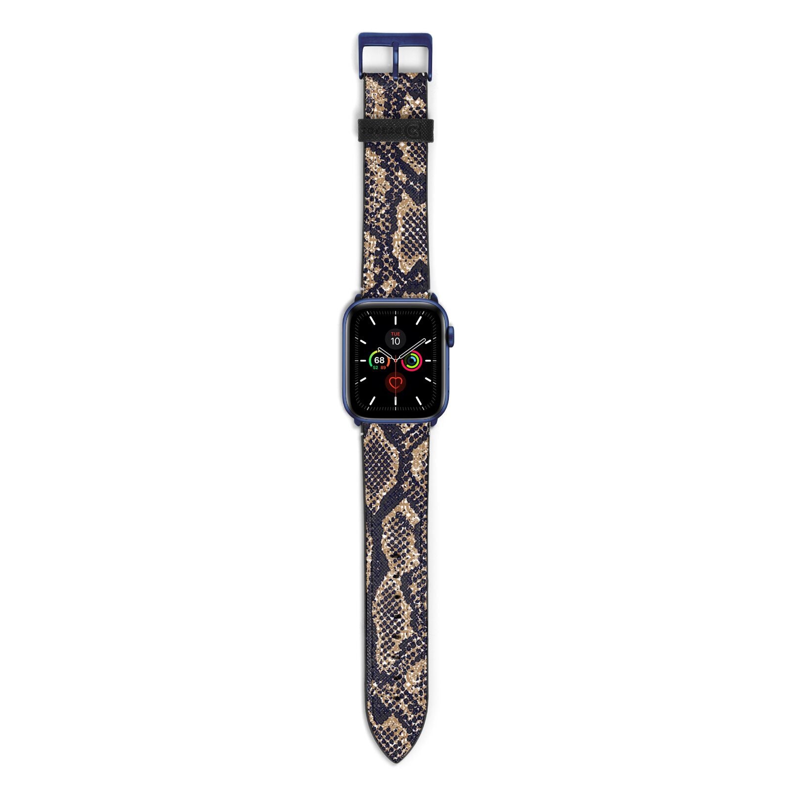 Brown Snakeskin Apple Watch Strap with Blue Hardware