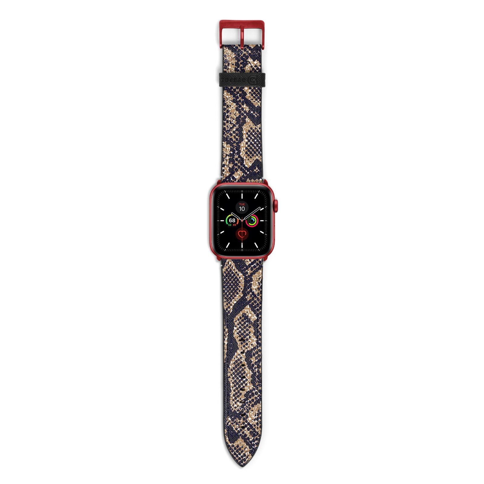 Brown Snakeskin Apple Watch Strap with Red Hardware