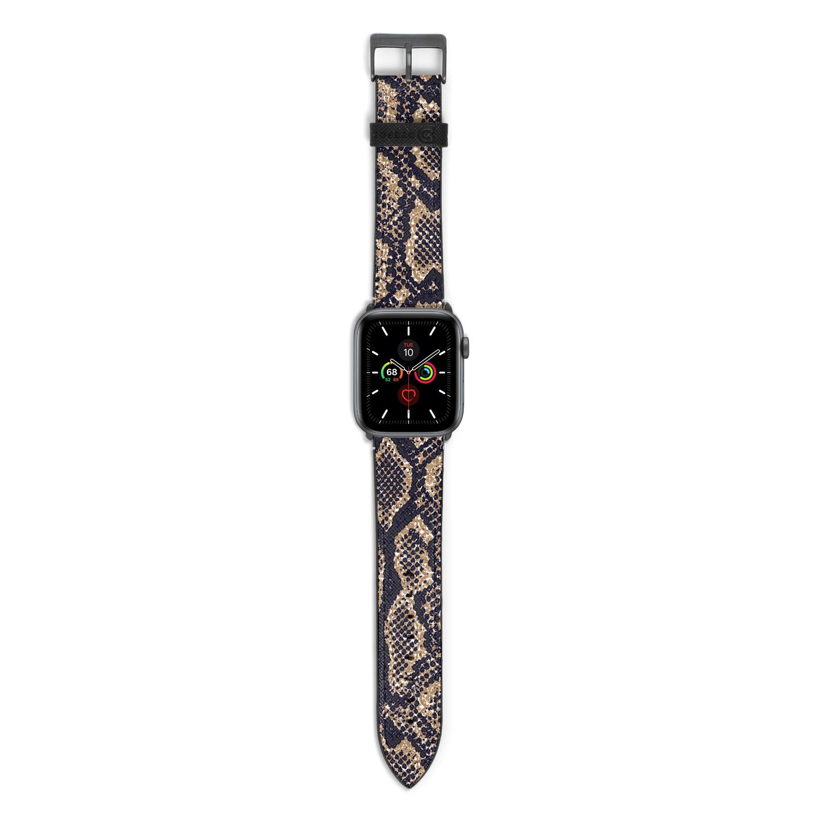 Brown Snakeskin Apple Watch Strap with Space Grey Hardware