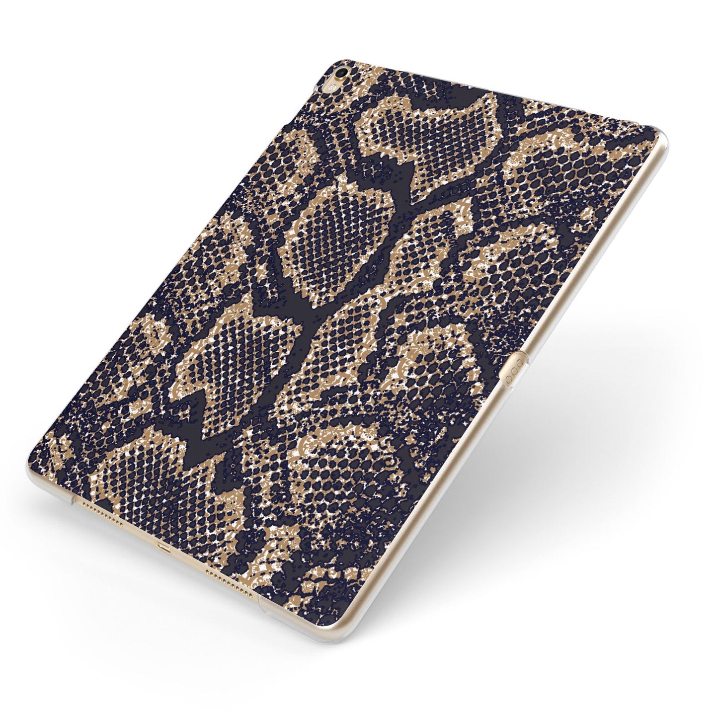 Brown Snakeskin Apple iPad Case on Gold iPad Side View