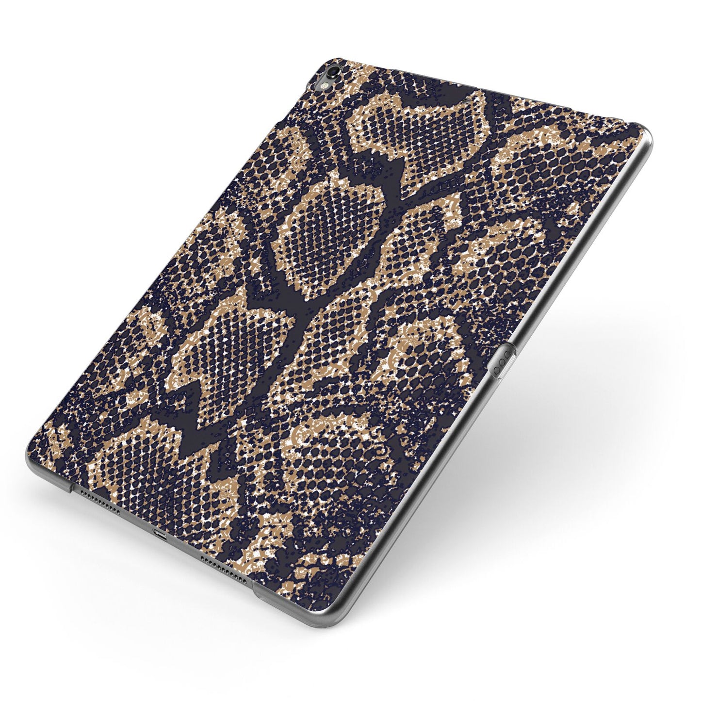 Brown Snakeskin Apple iPad Case on Grey iPad Side View