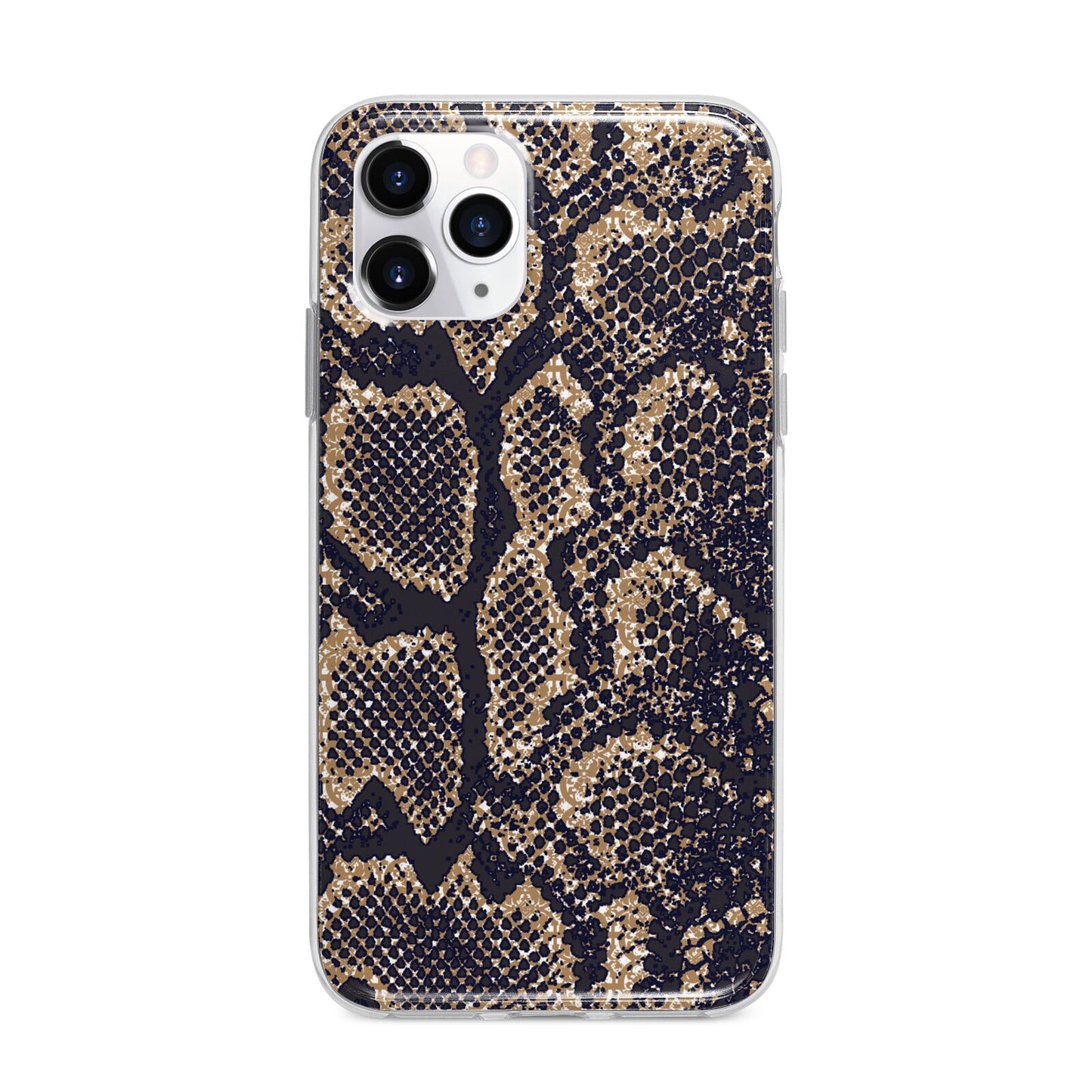 Brown Snakeskin Apple iPhone 11 Pro Max in Silver with Bumper Case