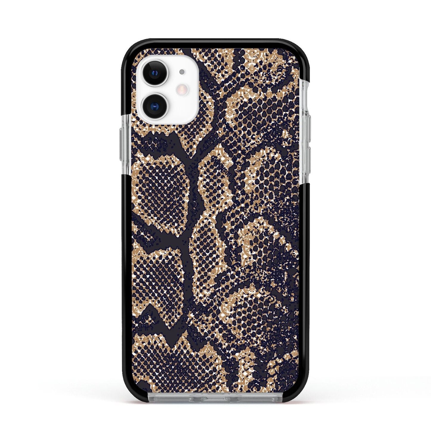 Brown Snakeskin Apple iPhone 11 in White with Black Impact Case