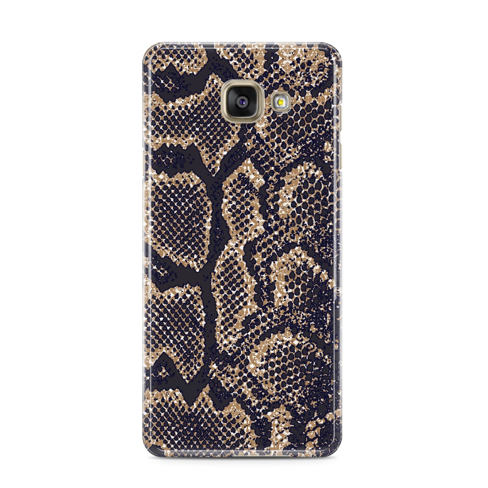 Brown Snakeskin Samsung Galaxy A3 2016 Case on gold phone