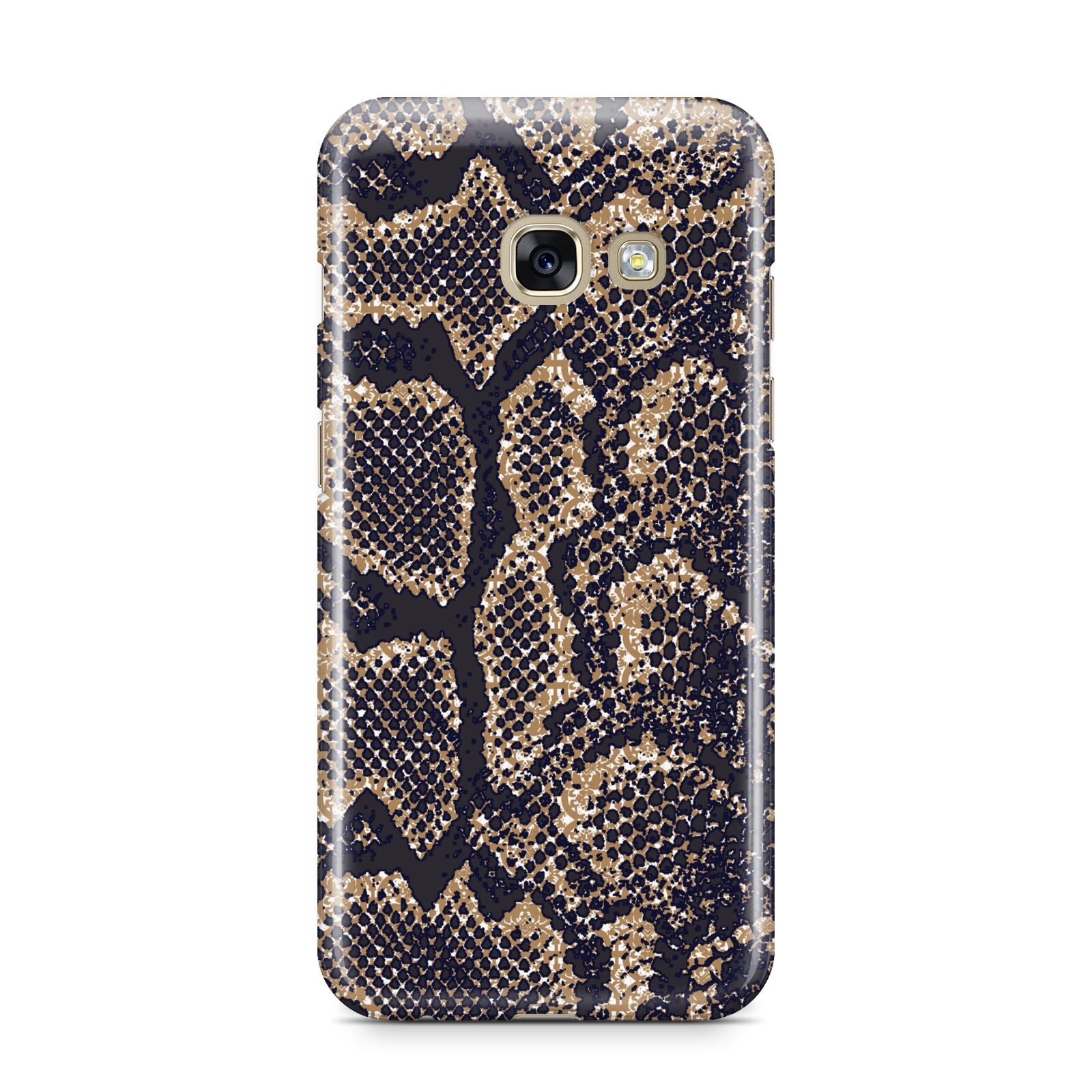 Brown Snakeskin Samsung Galaxy A3 2017 Case on gold phone