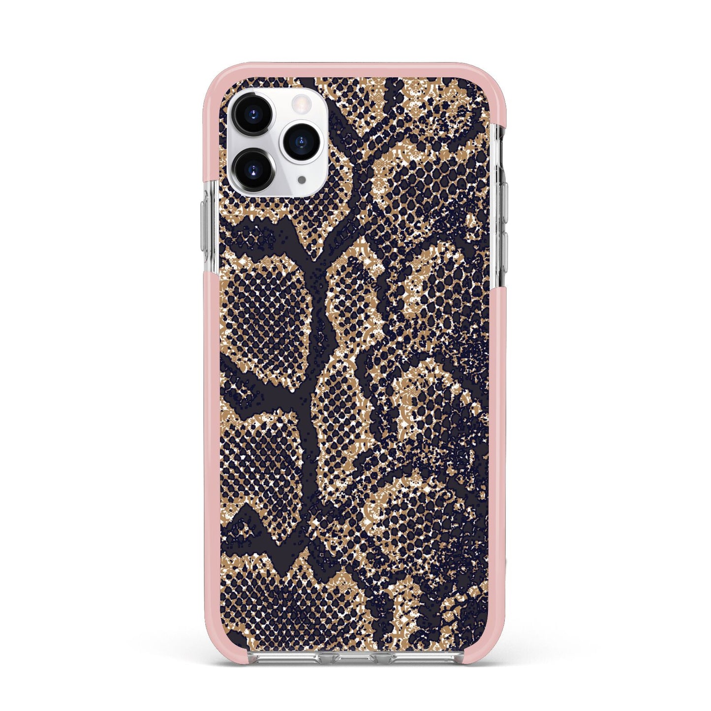 Brown Snakeskin iPhone 11 Pro Max Impact Pink Edge Case