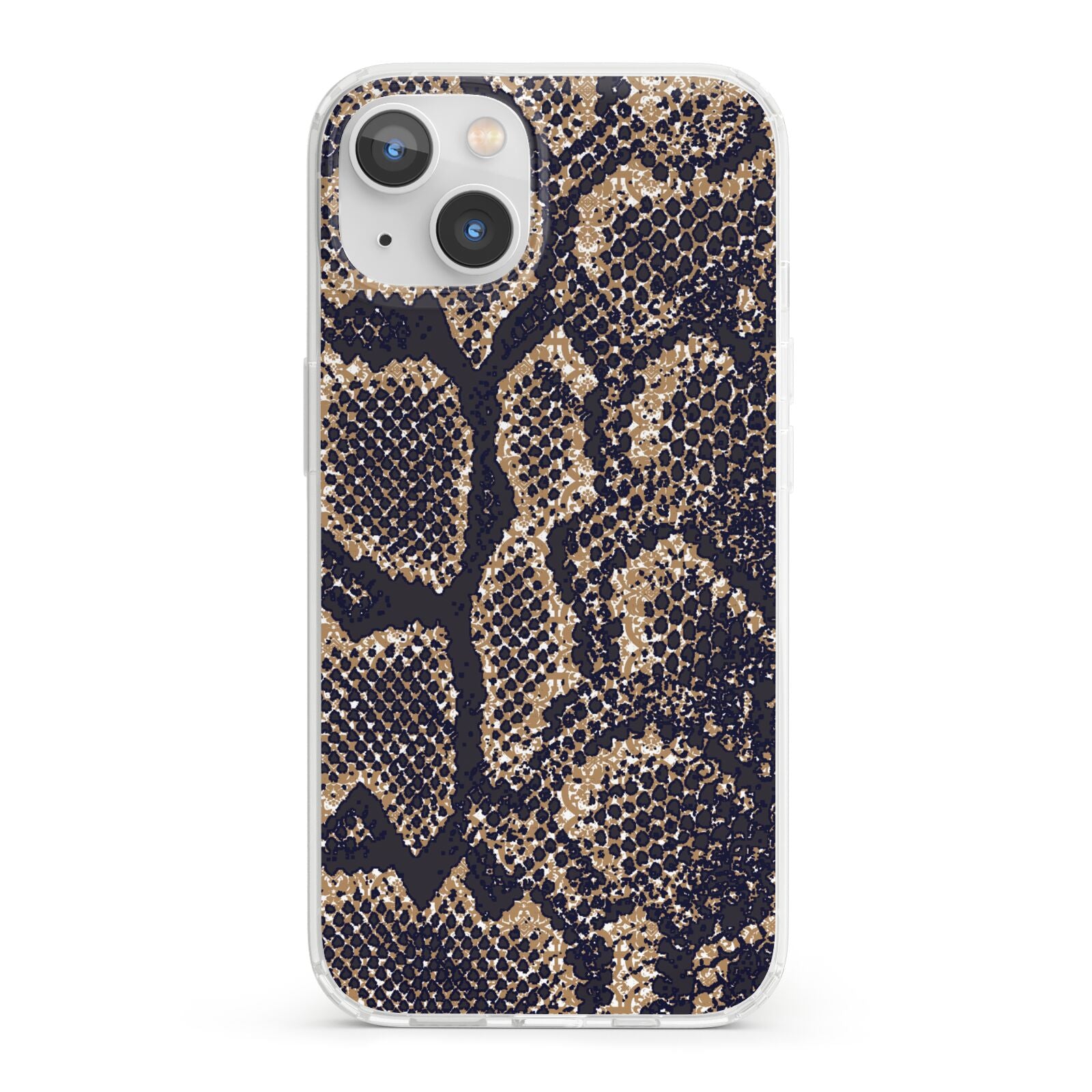 Brown Snakeskin iPhone 13 Clear Bumper Case