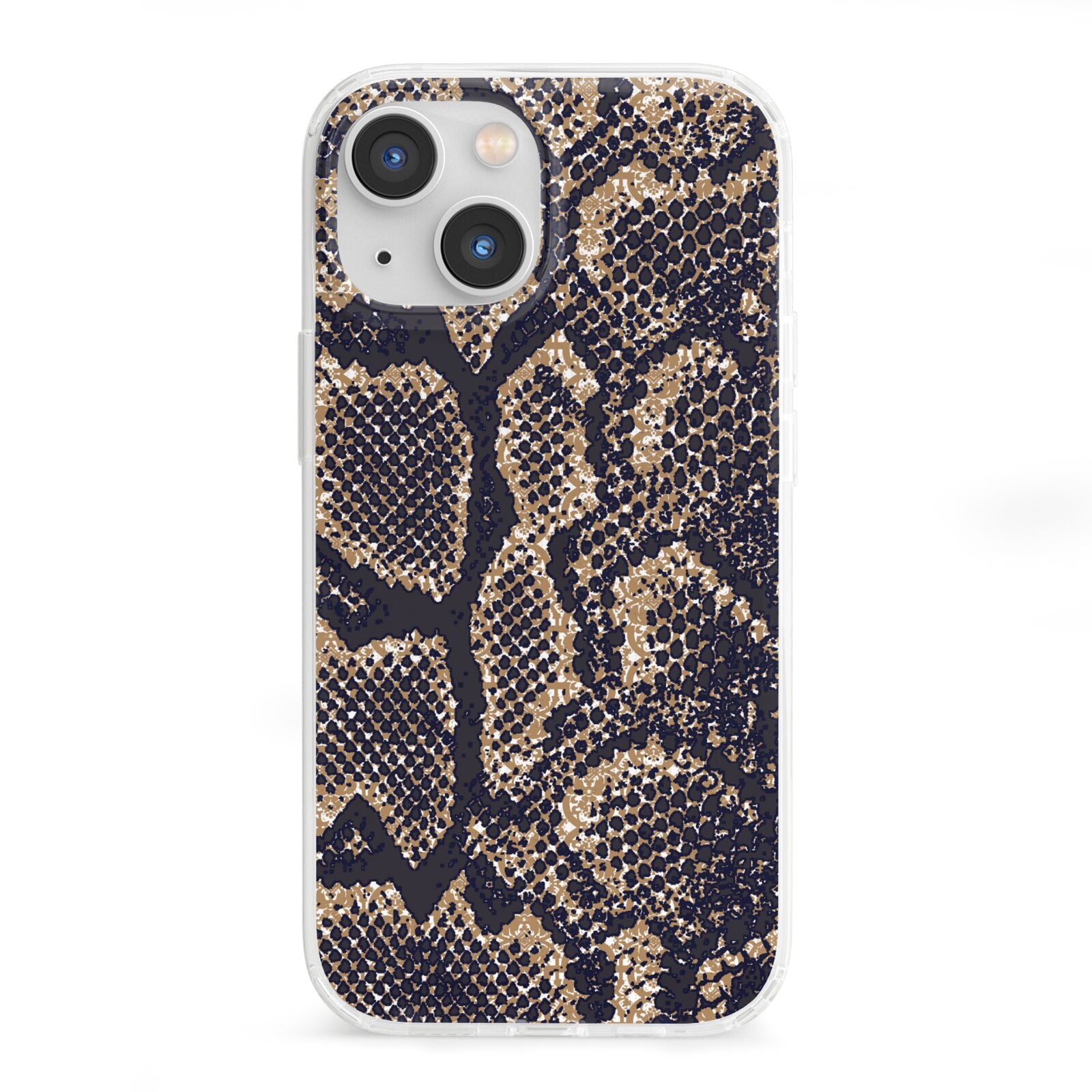 Brown Snakeskin iPhone 13 Mini Clear Bumper Case