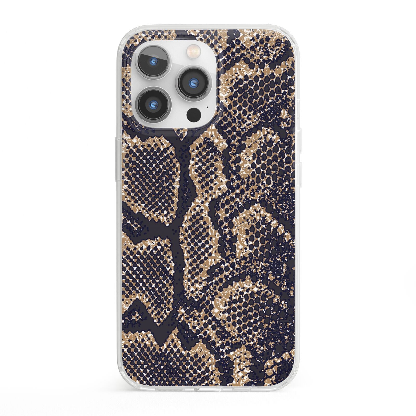 Brown Snakeskin iPhone 13 Pro Clear Bumper Case