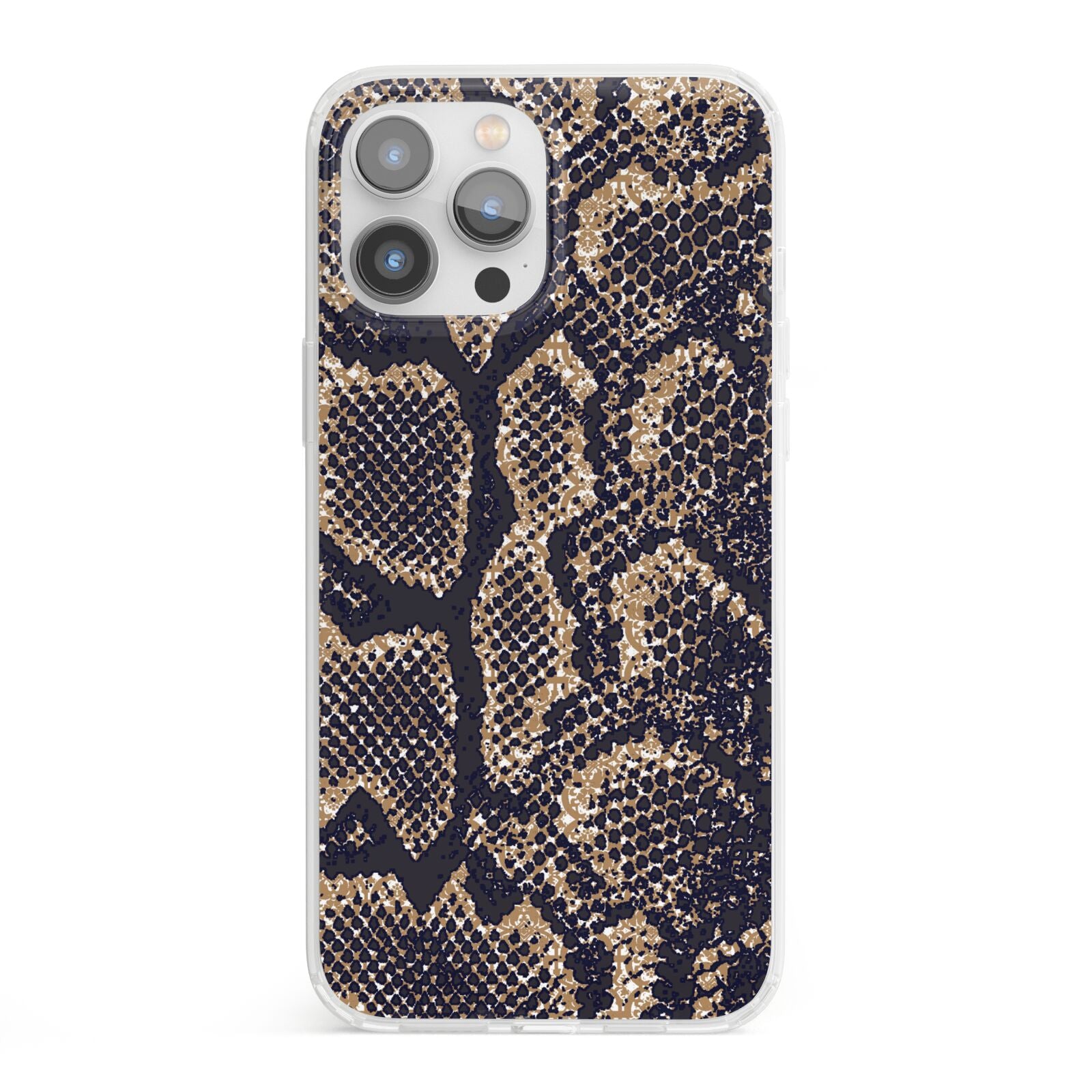 Brown Snakeskin iPhone 13 Pro Max Clear Bumper Case