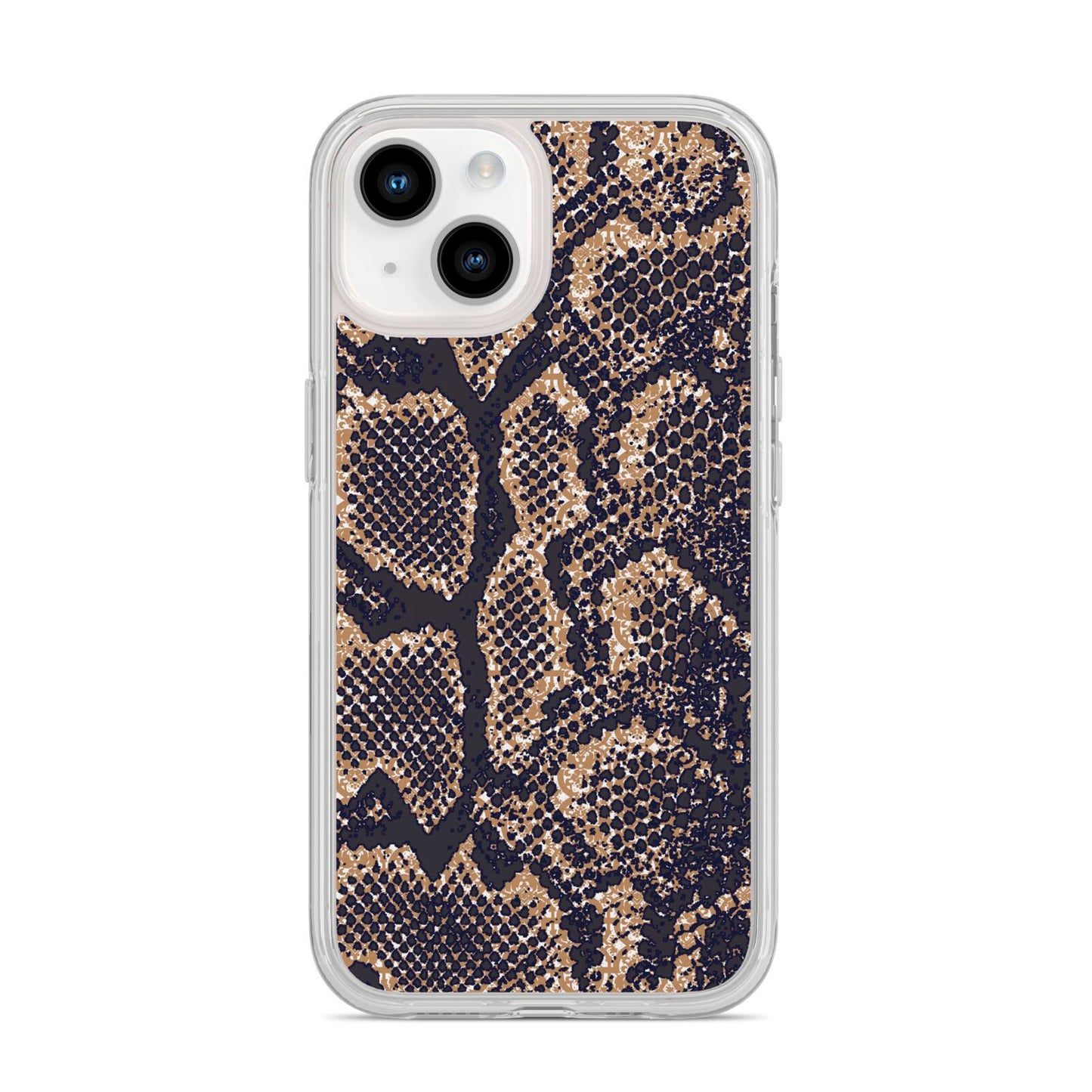 Brown Snakeskin iPhone 14 Clear Tough Case Starlight