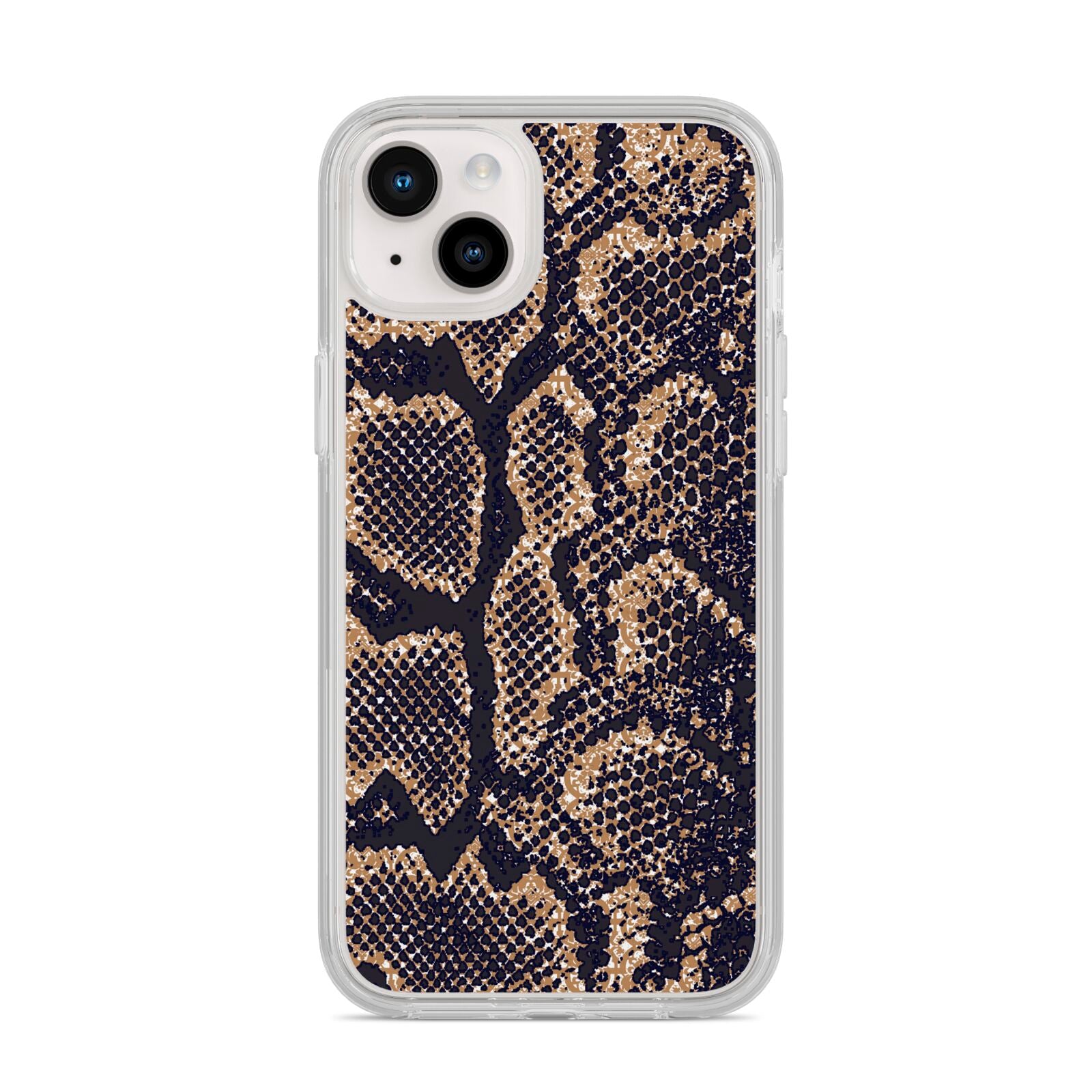 Brown Snakeskin iPhone 14 Plus Clear Tough Case Starlight